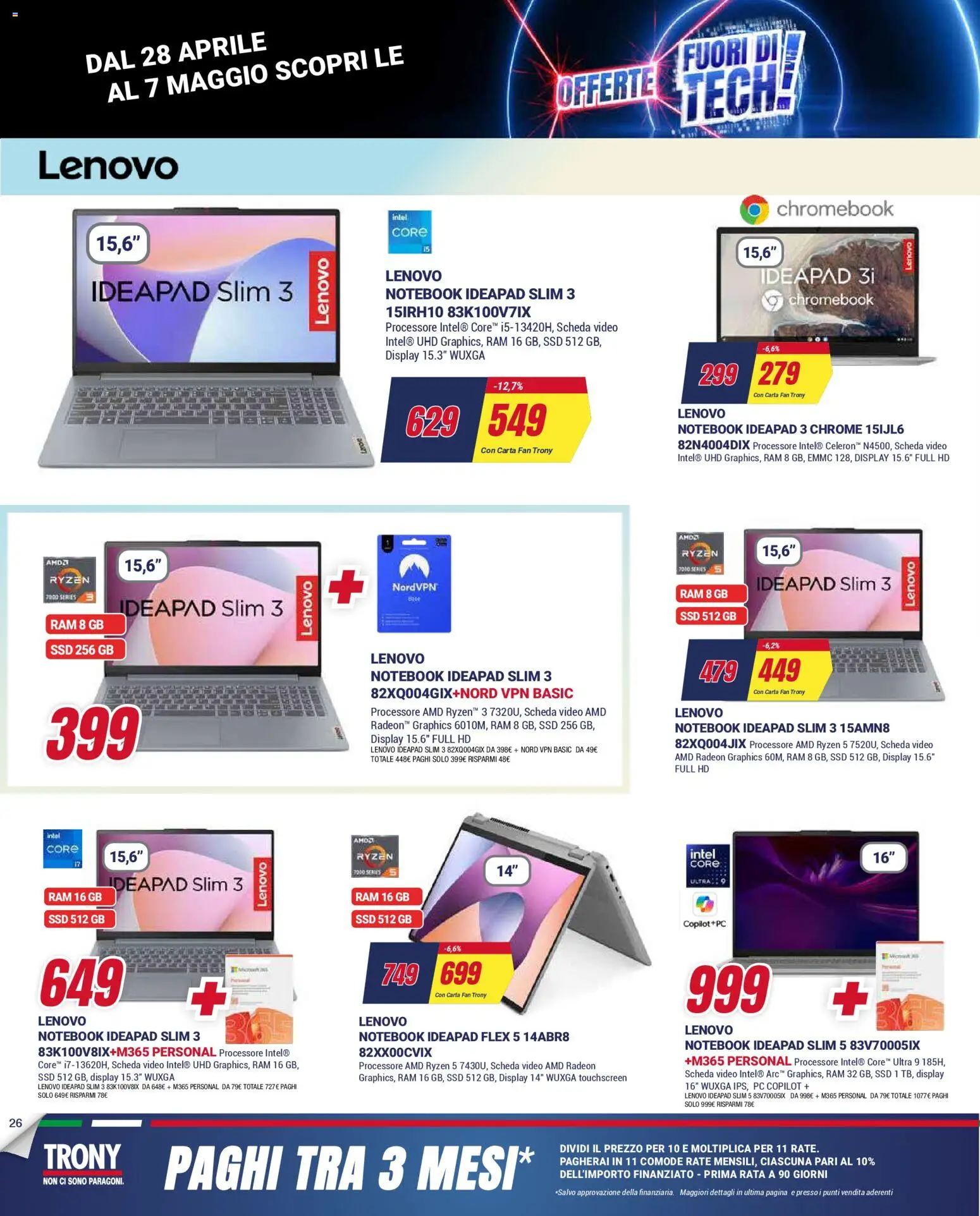 Volantino Trony del 28.04.2026 | Pagina: 26 | Prodotti: Notebook, PC, Video, Fan