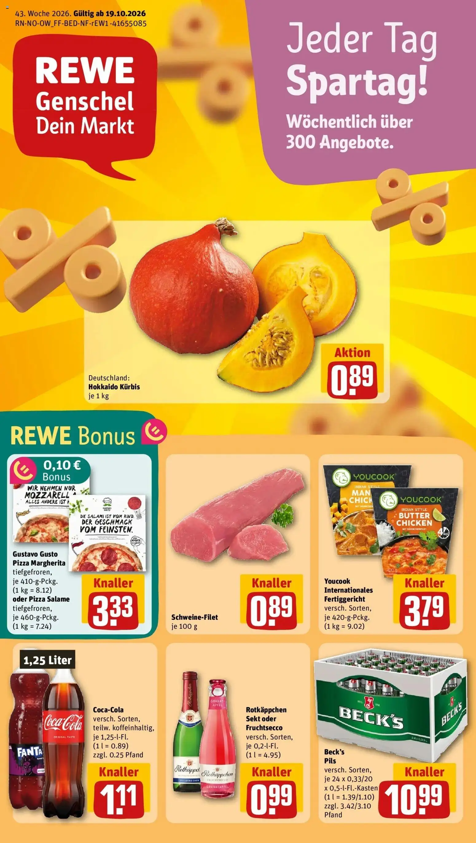REWE Prospekt ab 19.10.2026 zum Blättern » Angebote | Seite: 1 | Produkte: Granatapfel, Butter, Sekt, Äpfel