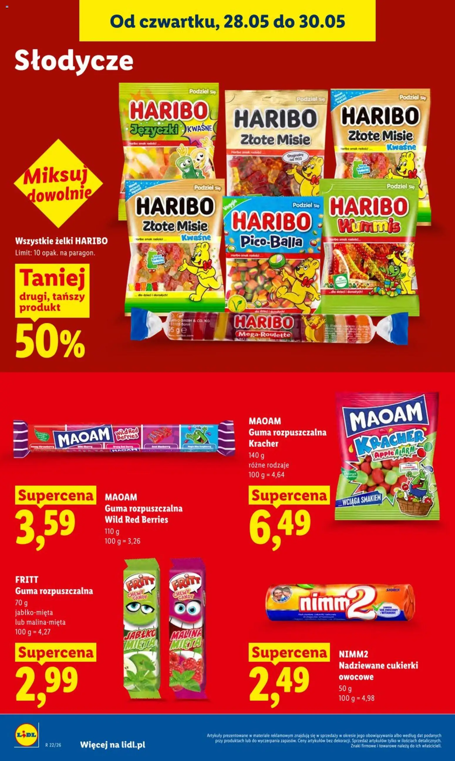Lidl gazetka od 28.05.2026 | Strona: 62 | Produkty: Żelki haribo, Cukierki owocowe, Żelki, Cukierki