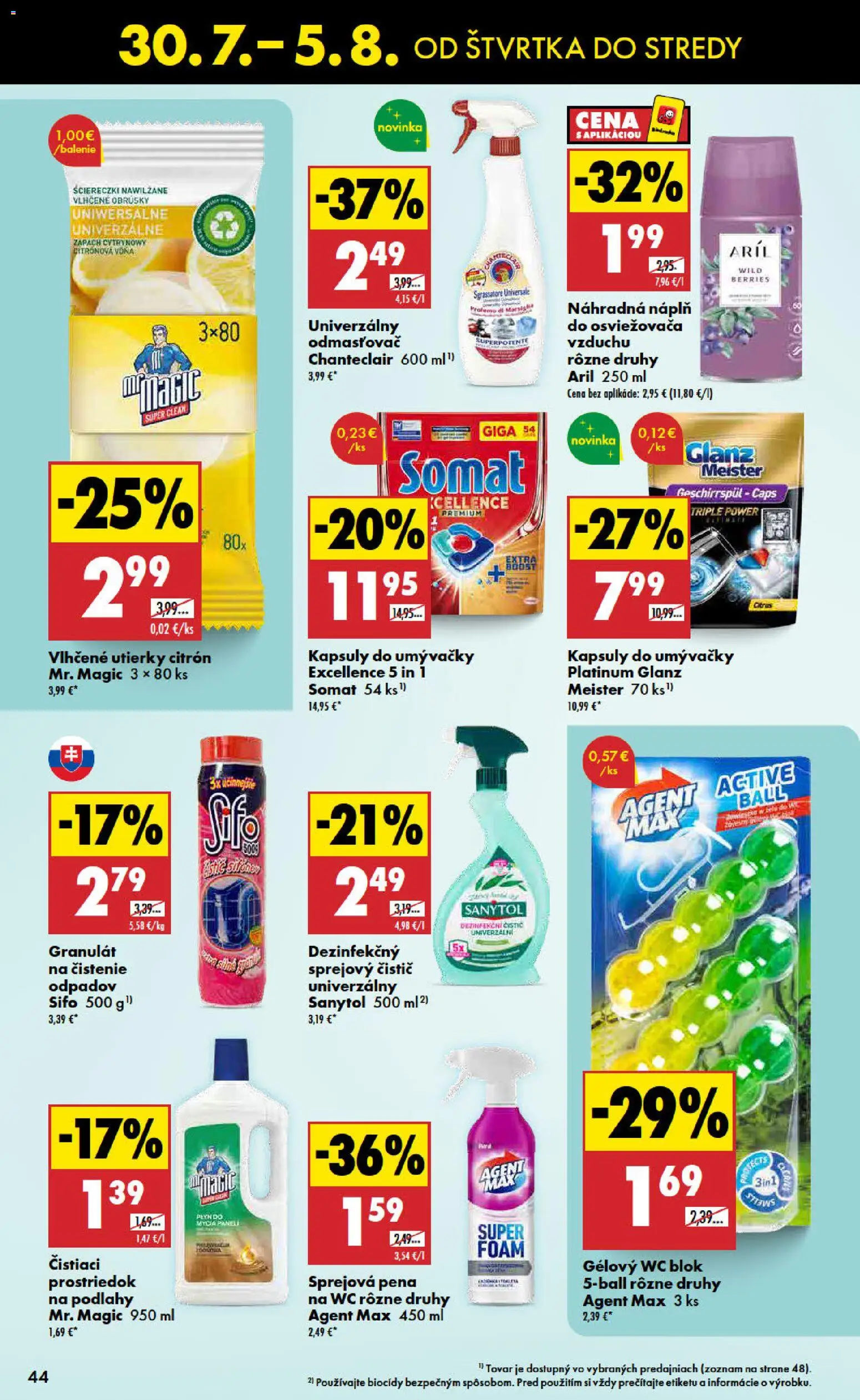 Nové Biedronka akcie – leták je platný od 30.07.2026 | Strana: 44 | Produkty: Wc, Sanytol, Čistiaci prostriedok, Wc blok