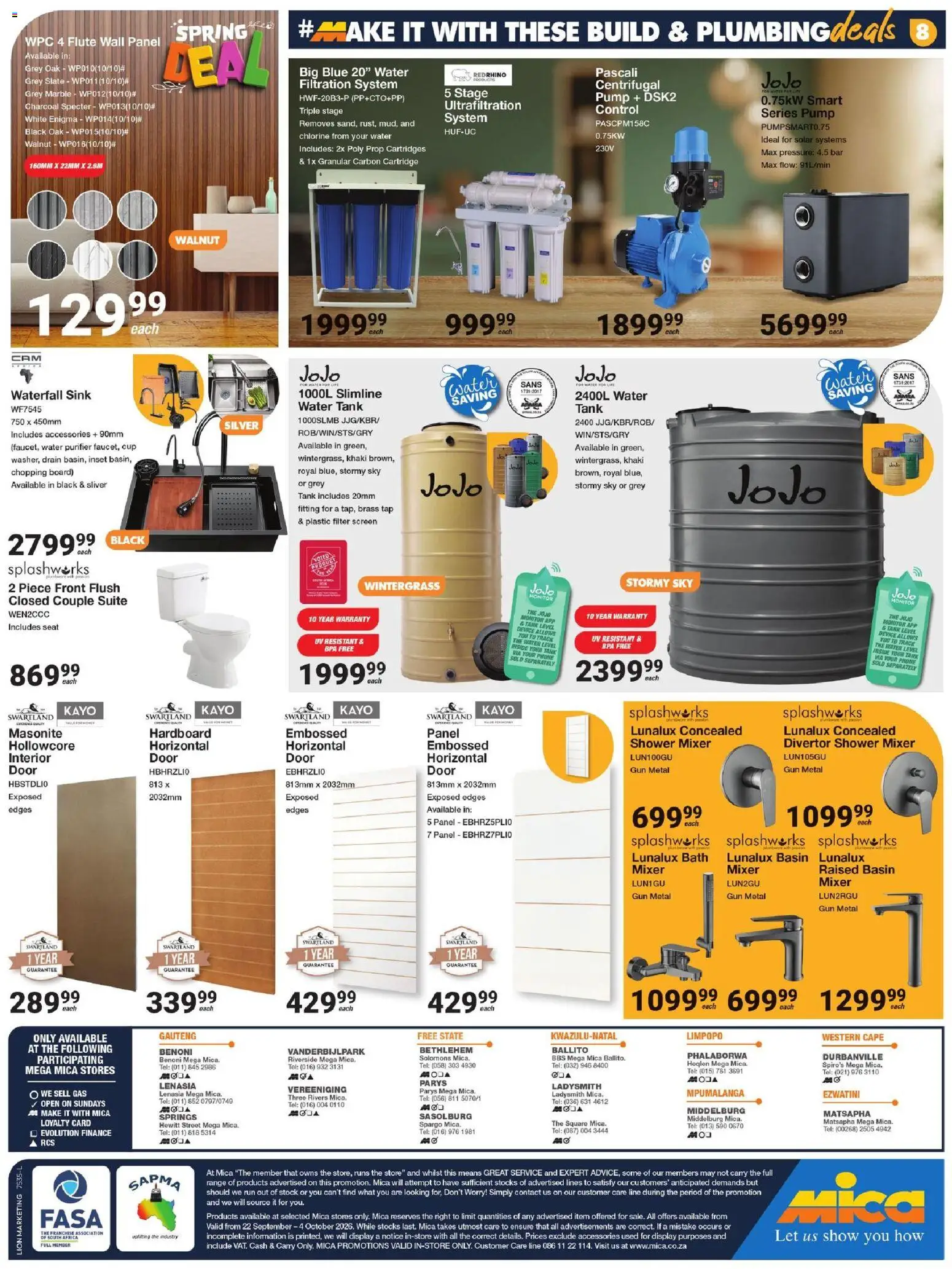 New MICA catalogue – valid from 22/09/2026 | Page: 8 | Products: Monitor, Bath, Tap, Stock