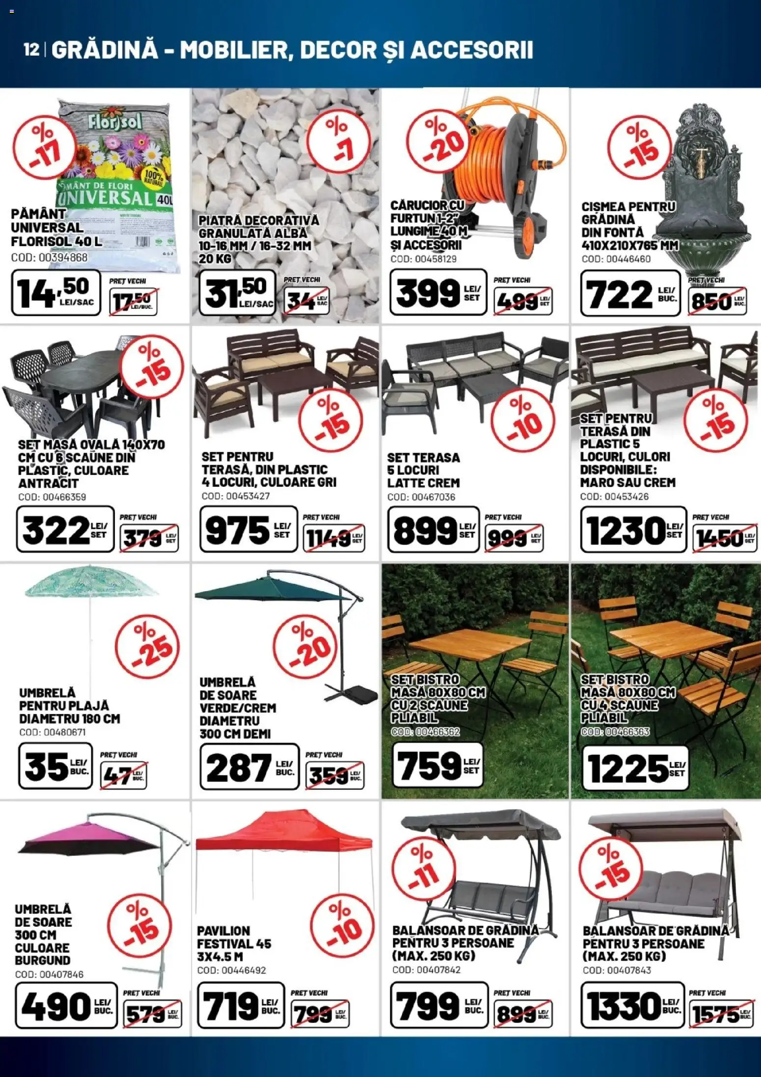 Noul catalog Ambient – valabil de la 18.08.2026 | Pagină: 12 | Produse: Umbrelă, Masă, Pavilion, Umbrelă de soare