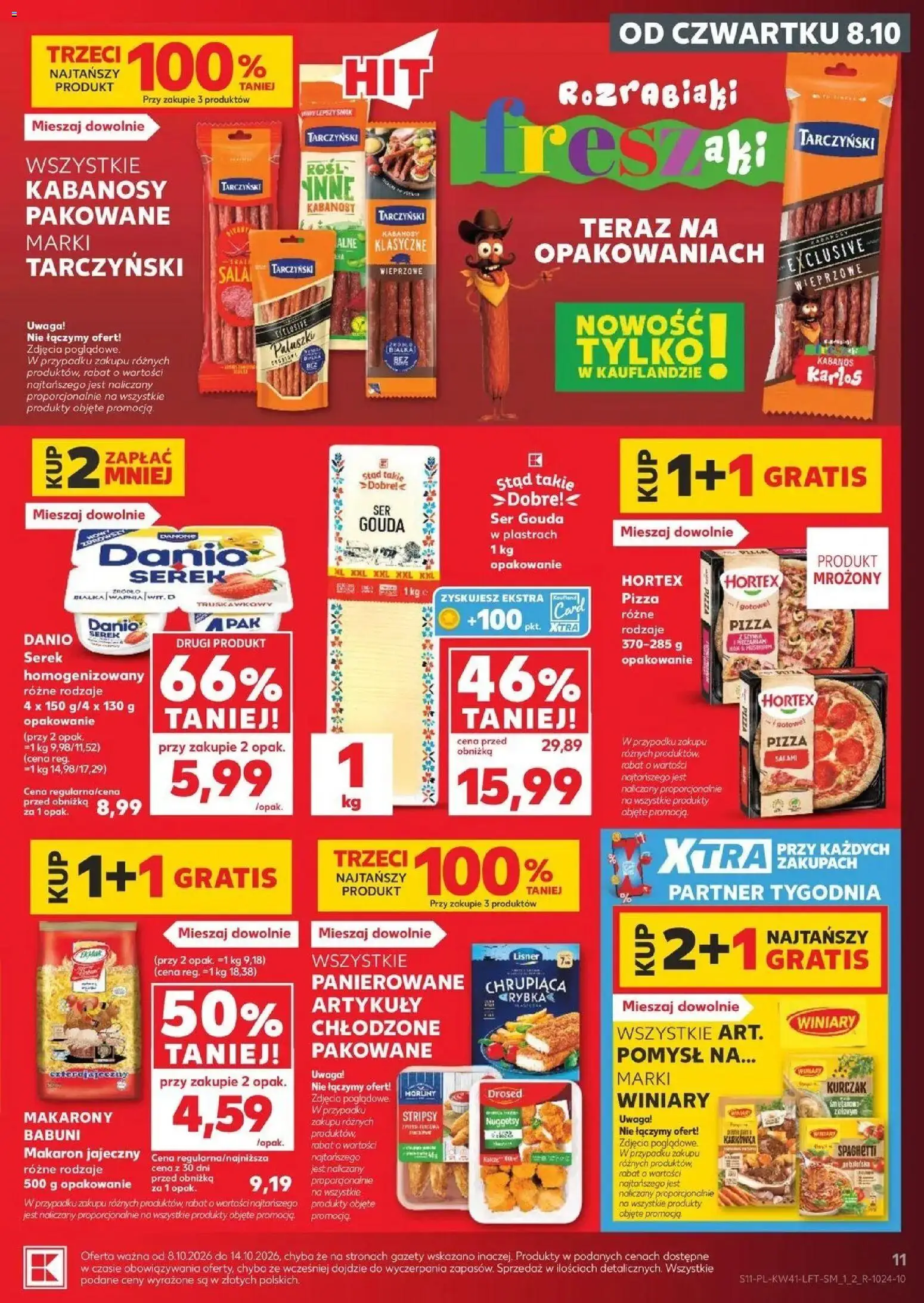 Kaufland aktualna gazetka od 08.10.2026 - od jutra PDF | Strona: 11 | Produkty: Kabanosy, Gazety, Kabanos, Pasta