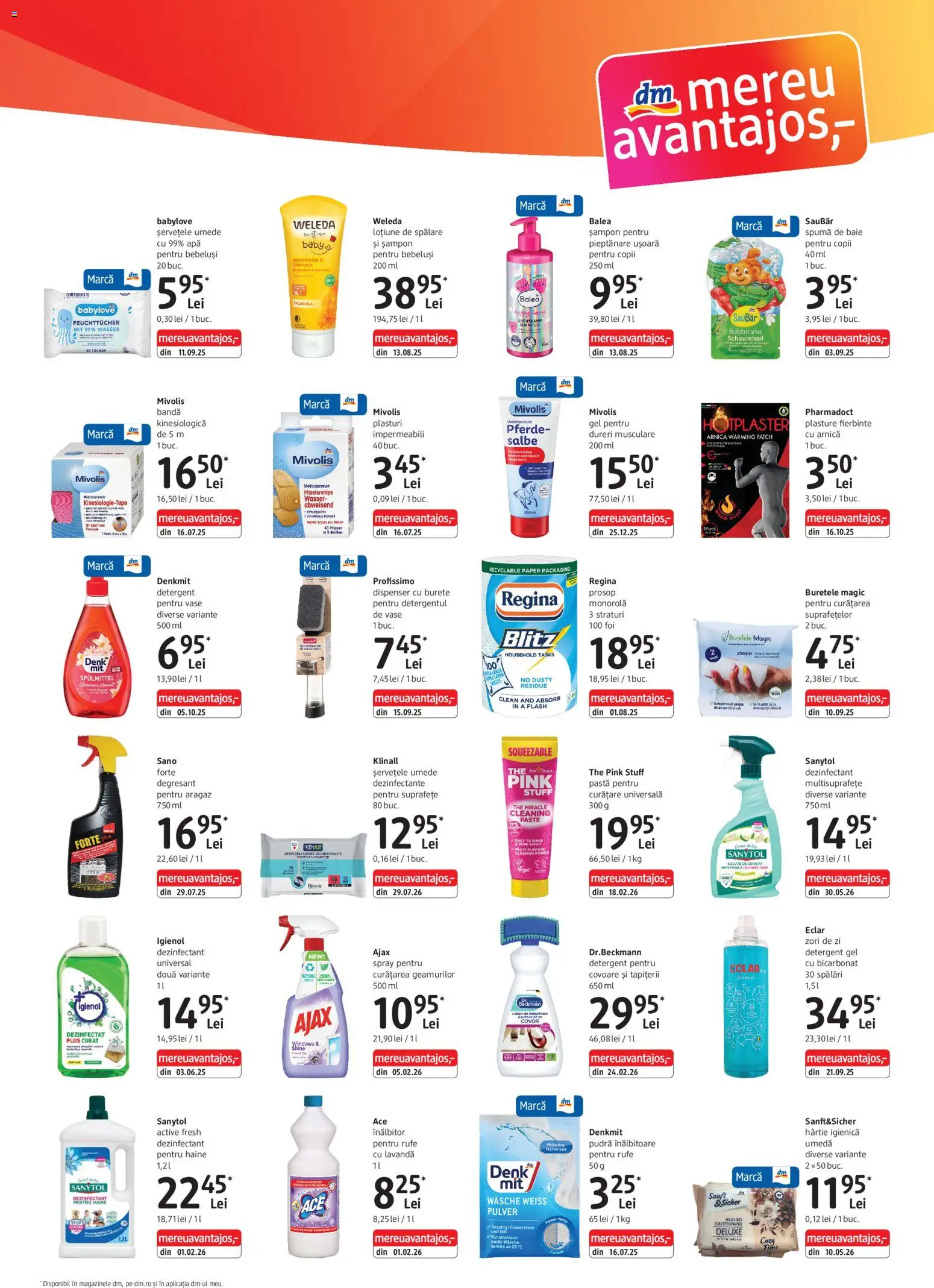 Noul catalog DM drogeriemarkt – valabil de la 09.07.2026 | Pagină: 3 | Produse: Burete, Spumă de baie, Paste, Apă