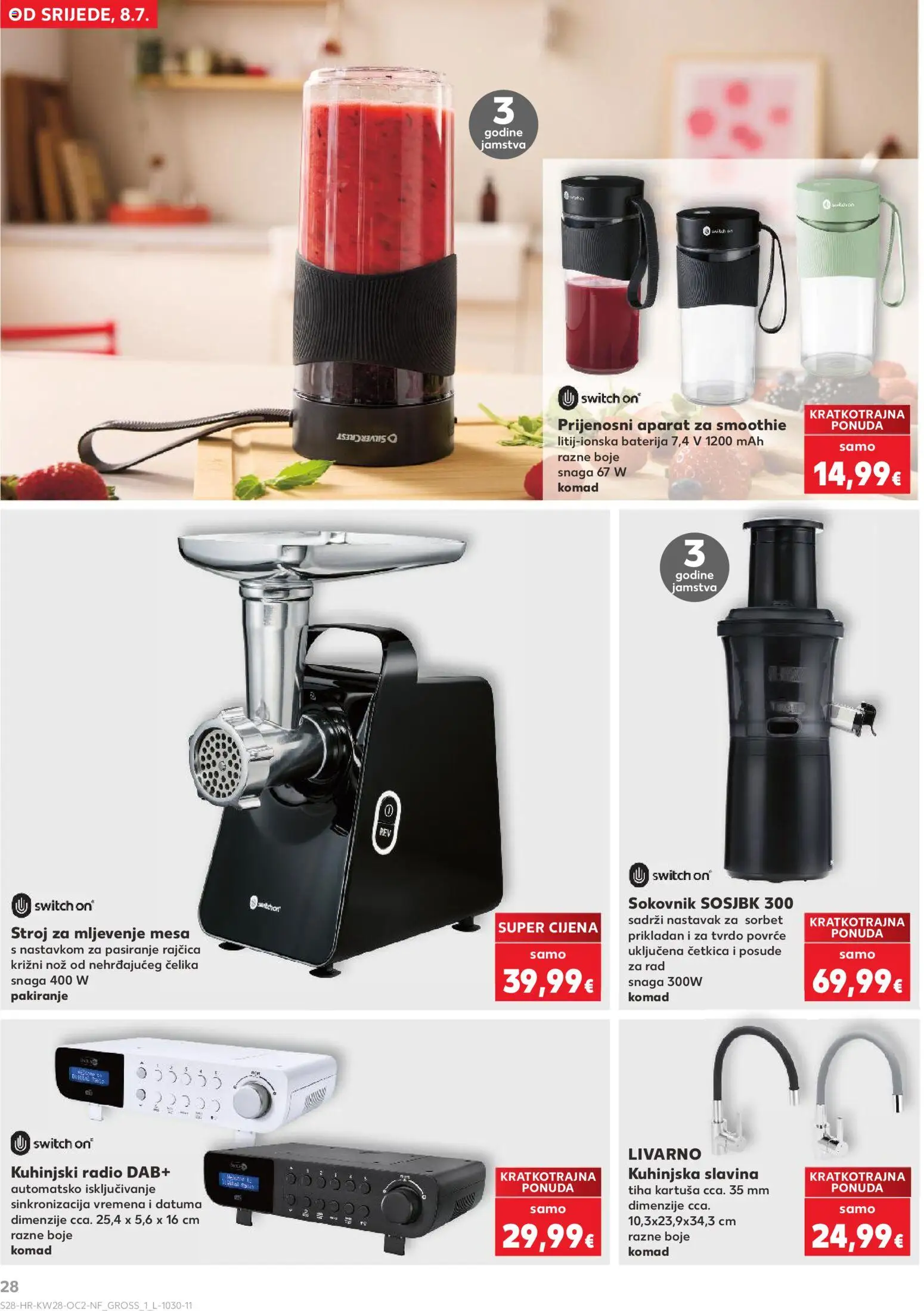 Kaufland katalog | vrijedi od 08.07.2026 | Stranica: 28 | Proizvodi: Baterija, Nož, Kuhinjska slavina, Radio