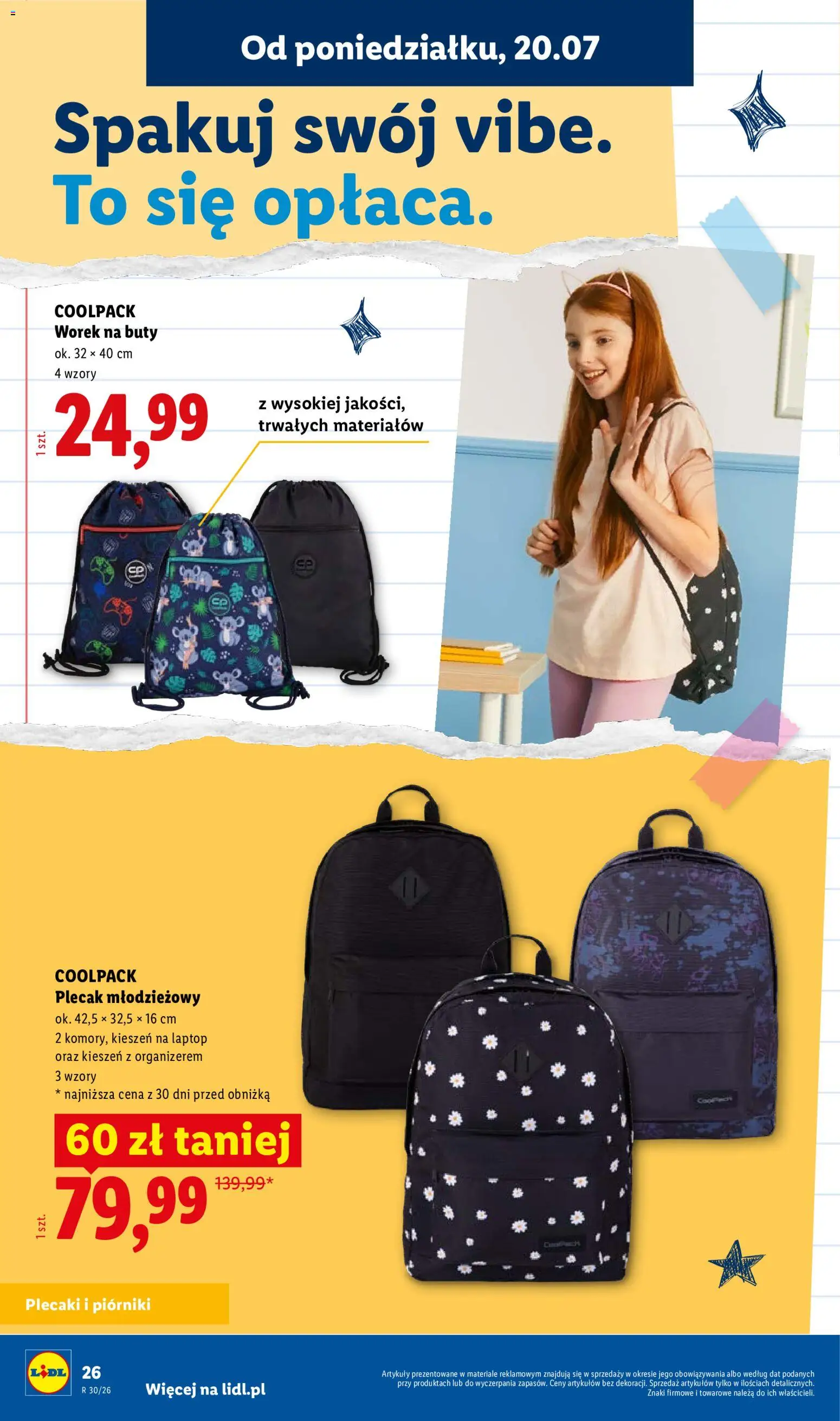 Lidl Katalog od 09.07.2026 | Strona: 26 | Produkty: Plecaki, Laptop, Buty, Plecak