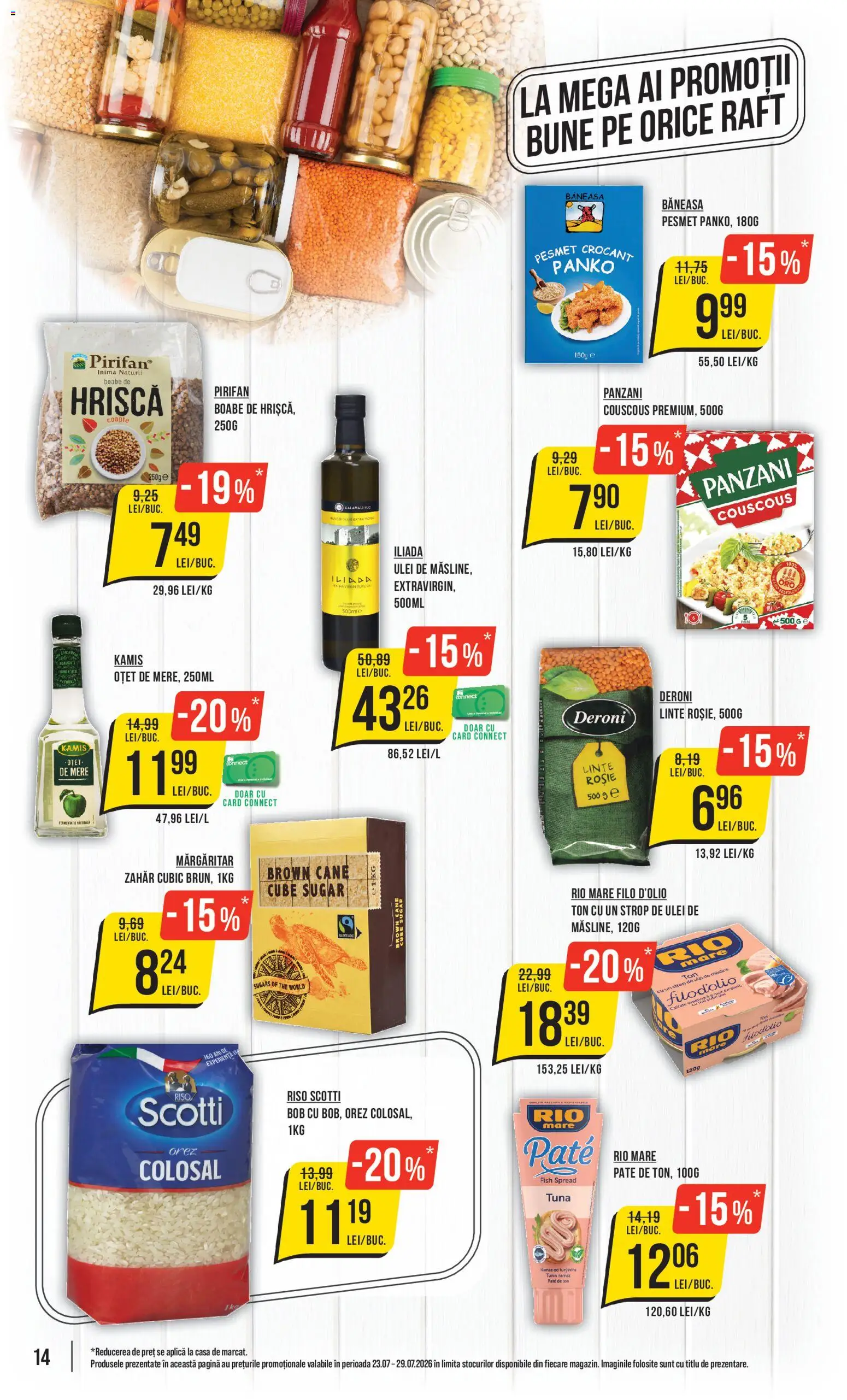 Noul catalog Mega Image – valabil de la 23.07.2026 | Pagină: 14 | Produse: Pate, Ulei, Oțet, Orez