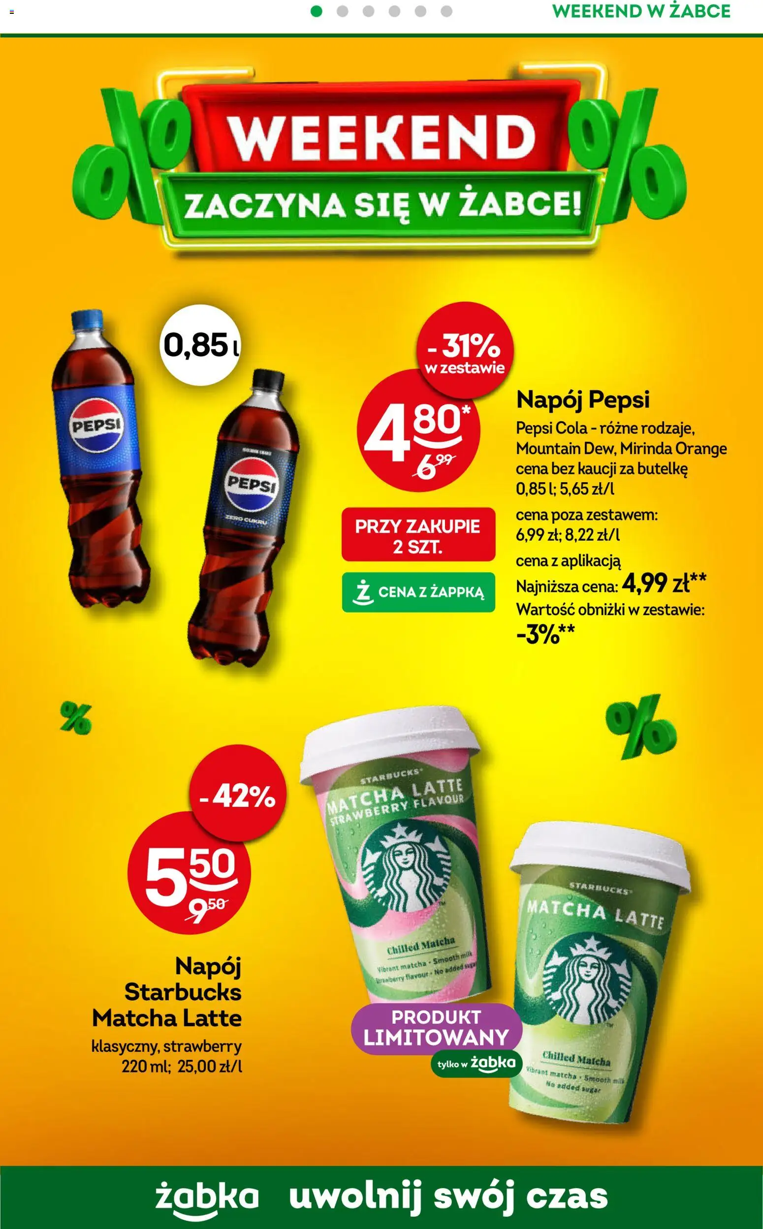 Żabka gazetka - Weekendowe promocje od 21.08.2026 | Strona: 2 | Produkty: Pepsi, Pepsi cola, Matcha