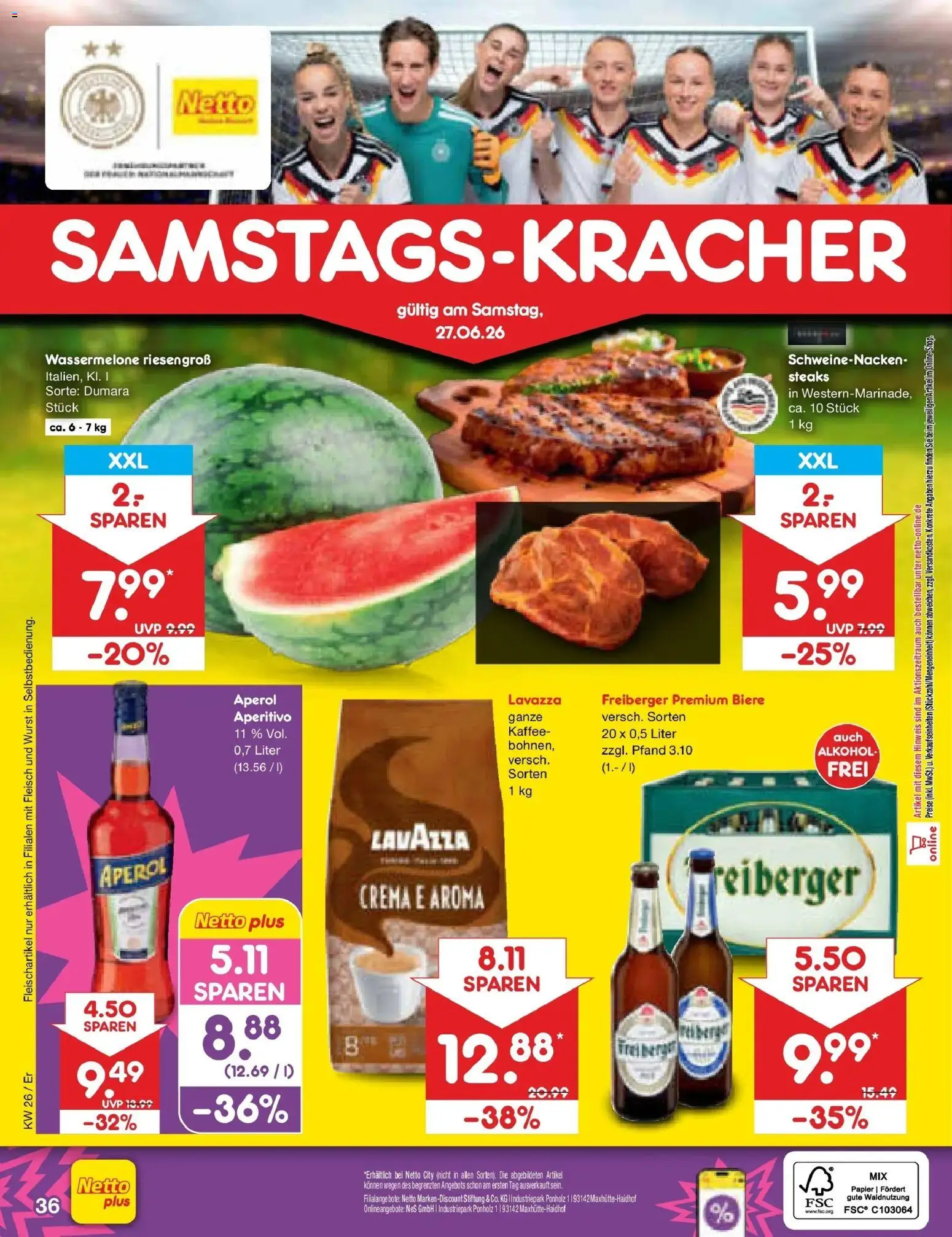 Netto Marken-Discount Prospekt Nordhausen – gültig ab 21.06.2026 | Seite: 49 | Produkte: Lavazza, Wassermelone, Aperol, Fleisch