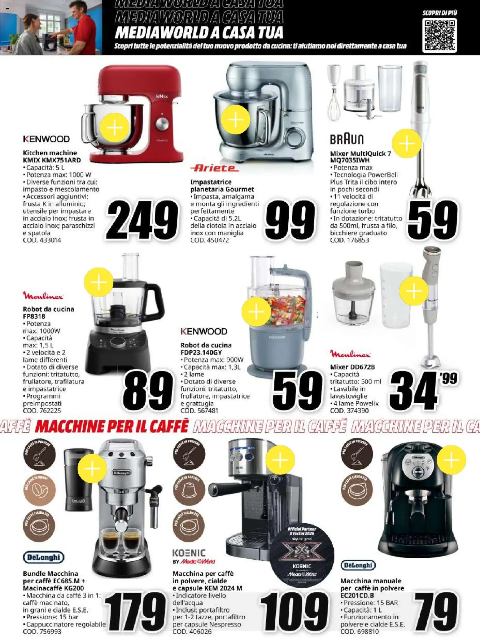 Volantino Media World del 30/10/2026 | Pagina: 29 | Prodotti: Macchina da caffe, Grattugia, Impastatrice, Mixer