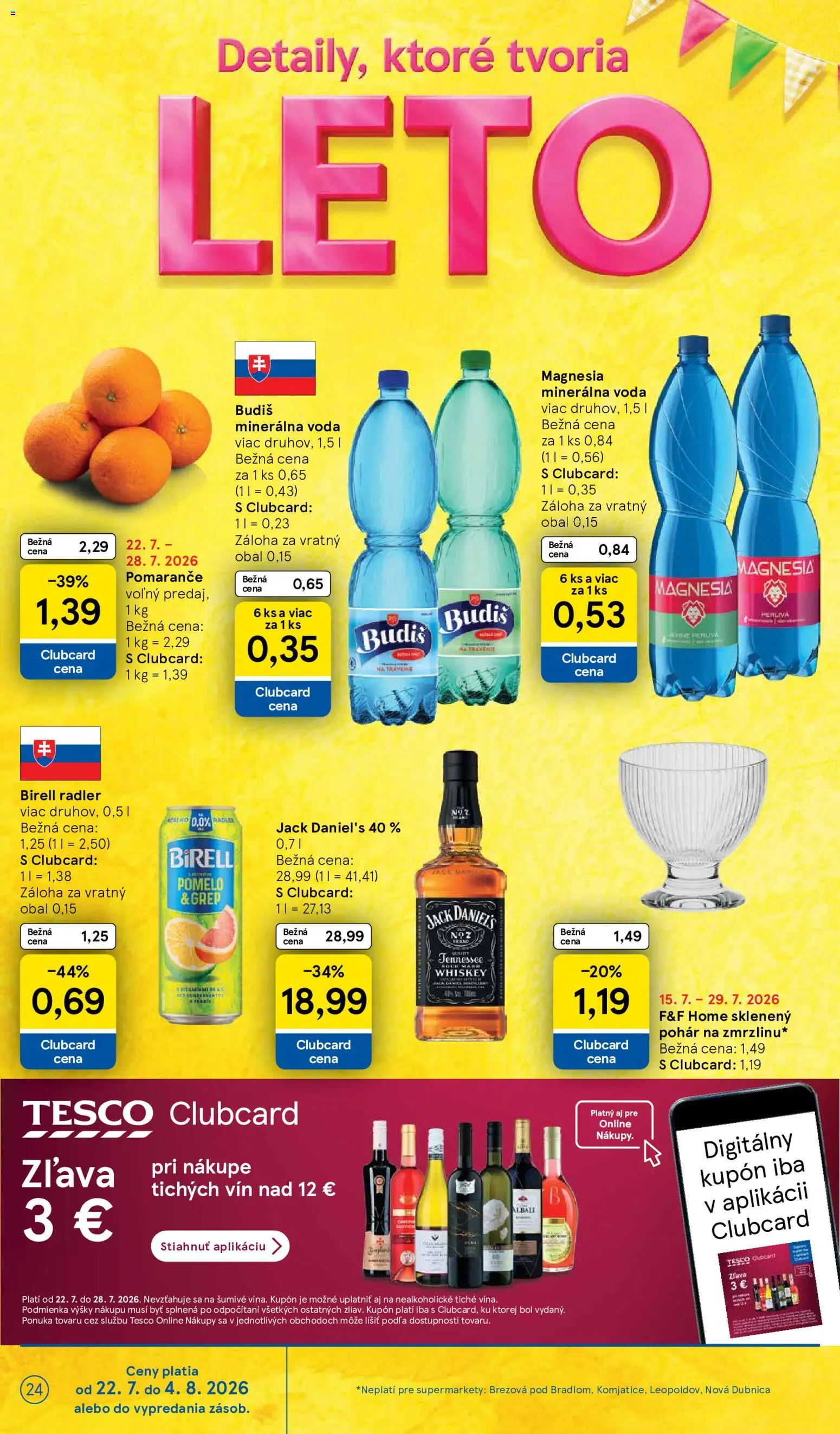 Nové Tesco akcie – leták je platný od 22.07.2026 | Strana: 24 | Produkty: Birell, Pomaranče, Radler, Grep