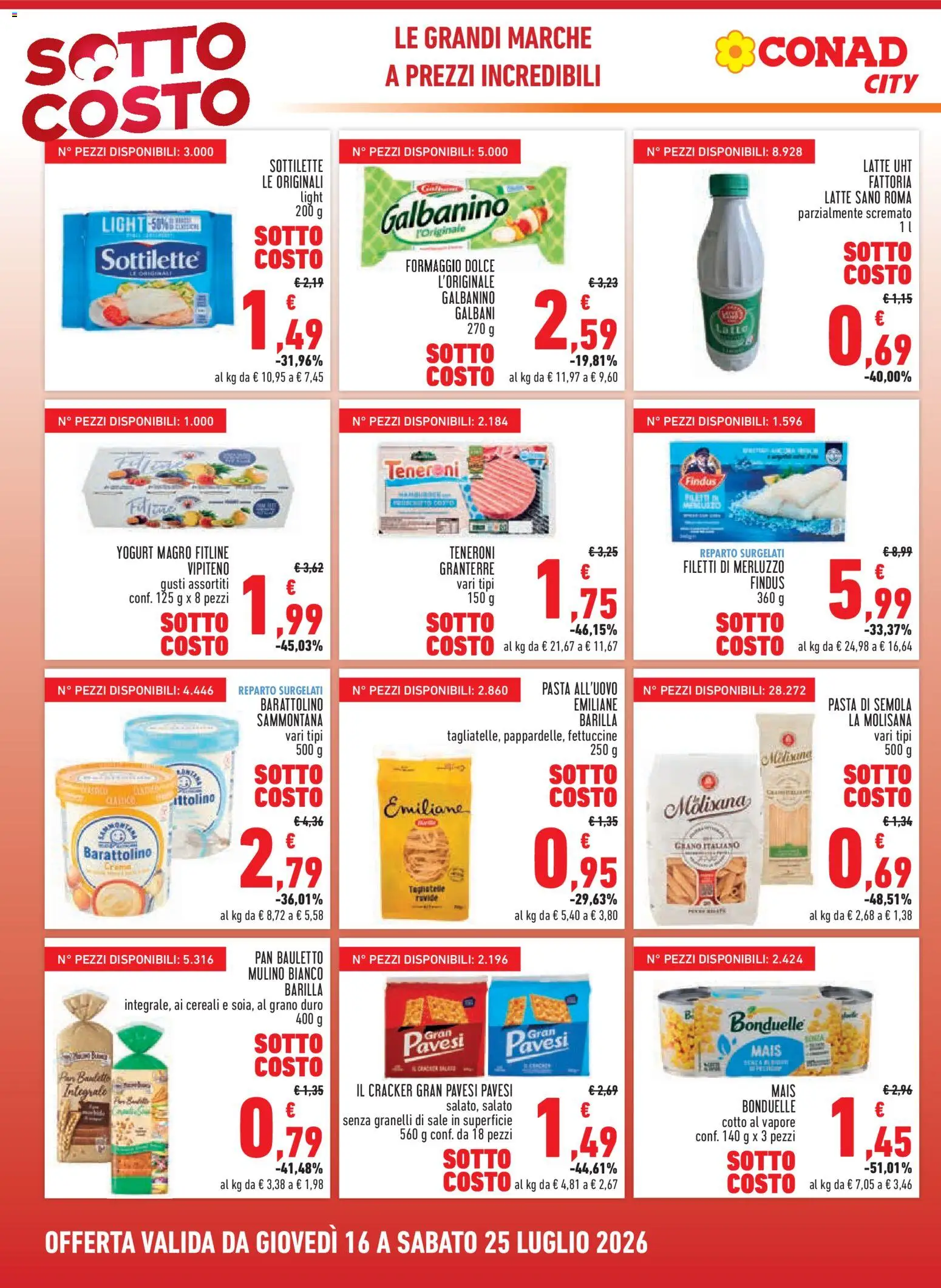 Volantino Conad del 16/07/2026 | Pagina: 2 | Prodotti: Yogurt, Latte, Mais, Fettuccine