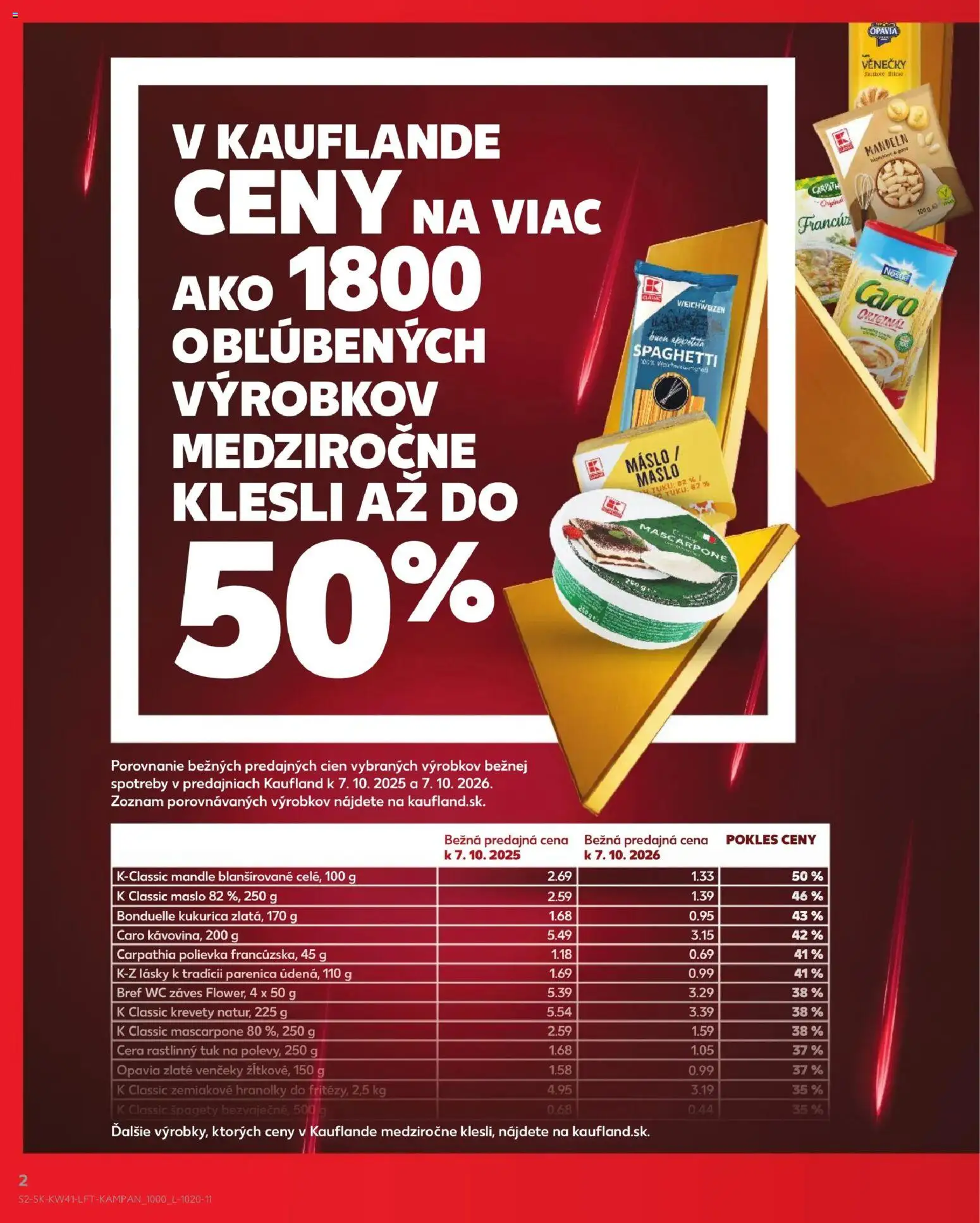 Nové Kaufland akcie – leták je platný od 08.10.2026 | Strana: 2 | Produkty: Krevety, Caro, Kukurica, Mandle