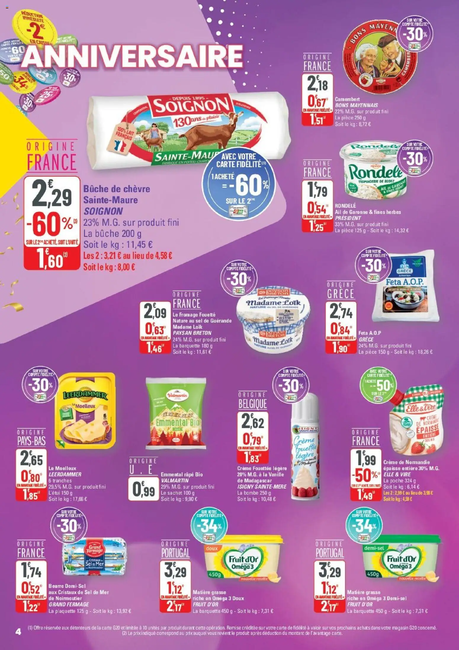 {H1} | Page: 4 | Produits: Feta, Emmental, Lait, Crème