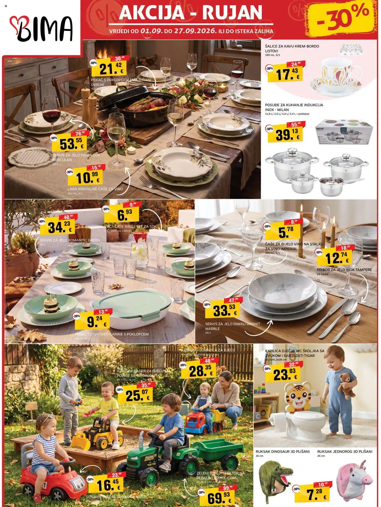 Bima katalog | vrijedi od 01.09.2026 | Stranica: 1 | Proizvodi: Bijelo vino, Servis za jelo, Vino, Pribor za jelo
