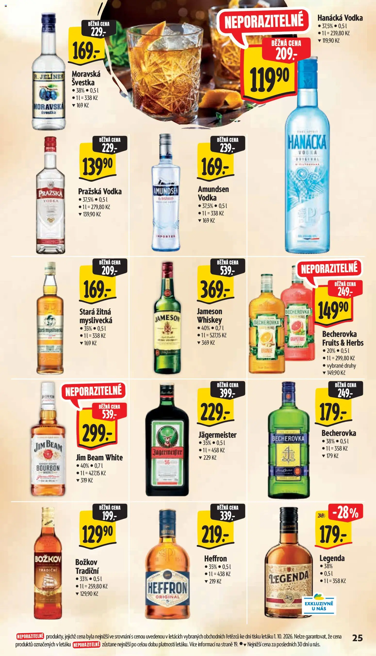 Albert leták - Supermarket Frenštát pod Radhoštěm od 07.10.2026 | Strana: 39 | Produkty: Amundsen vodka, Hanácká vodka, Jim Beam, Jameson whiskey