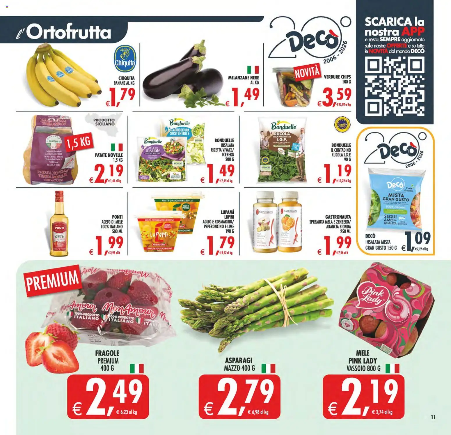 Volantino Decò del 08.05.2026 | Pagina: 11 | Prodotti: Lupini, Insalata, Aceto, Melanzane