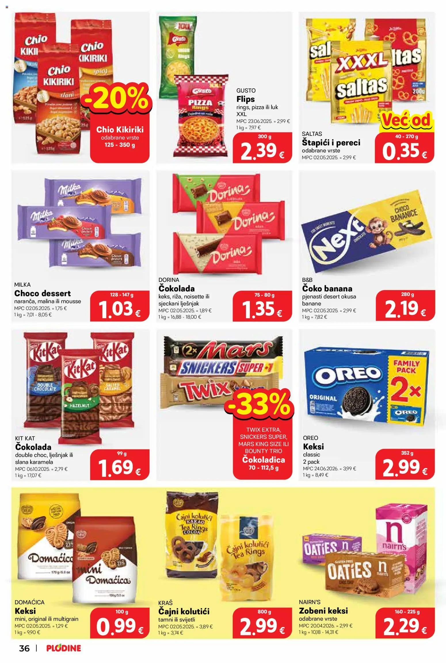 Plodine katalog | vrijedi od 12.08.2026 | Stranica: 36 | Proizvodi: Dorina, Kitkat, Čokolada, Kakao