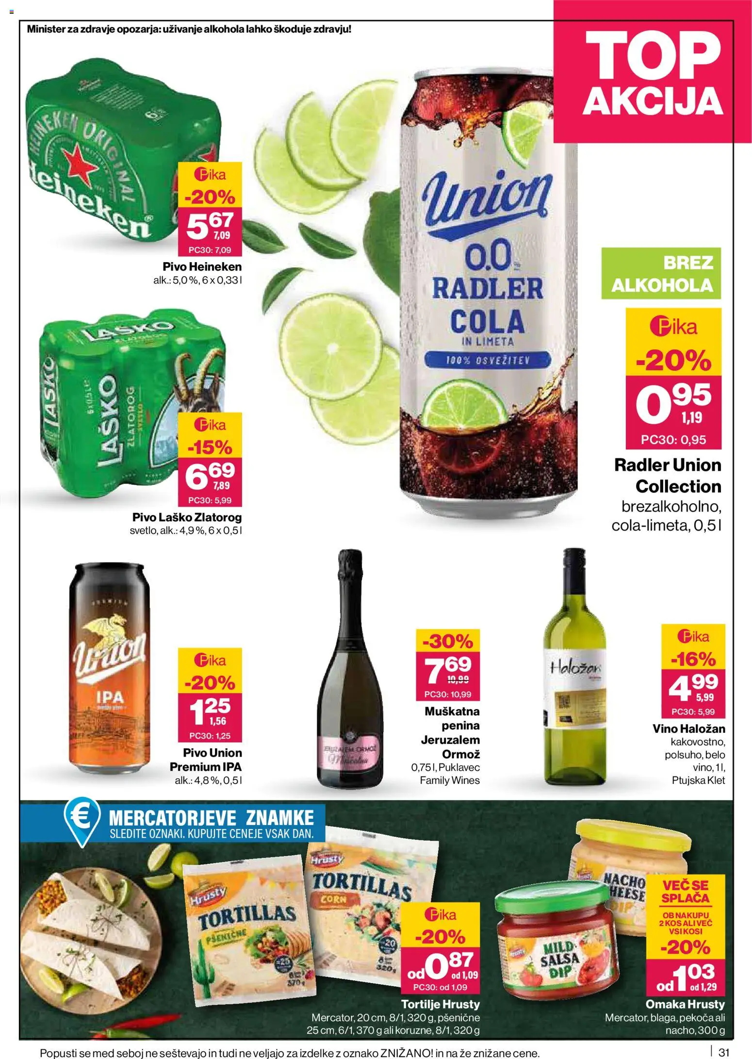 Novi Mercator katalog ponudbe – veljaven od 28.05.2026 | Stran: 31 | Izdelki: Limeta, Falafel, Radler, Pivo