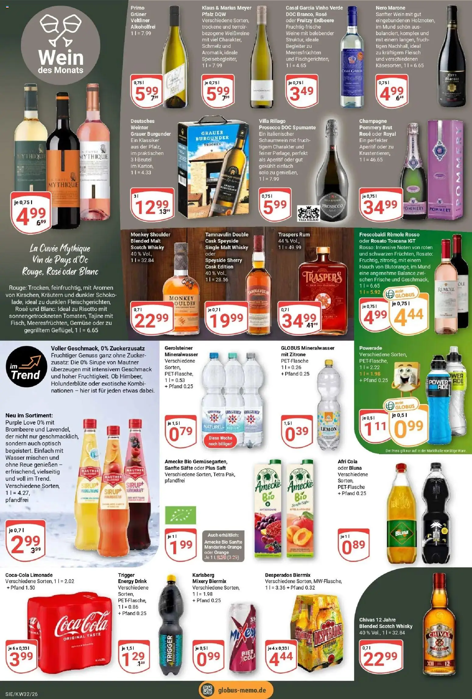 Globus Prospekt Siegen (ab 03.08.2026) » Angebote online | Seite: 21 | Produkte: Prosecco, Zucker, Saft, Fleisch