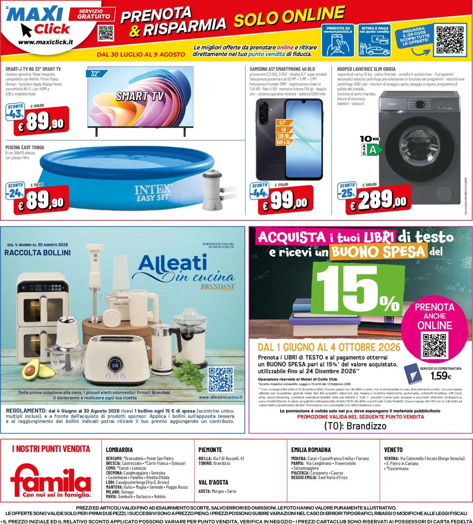 Volantino Famila del 30/07/2026 | Pagina: 24 | Prodotti: Libri, Latte, Lavatrice, Batteria
