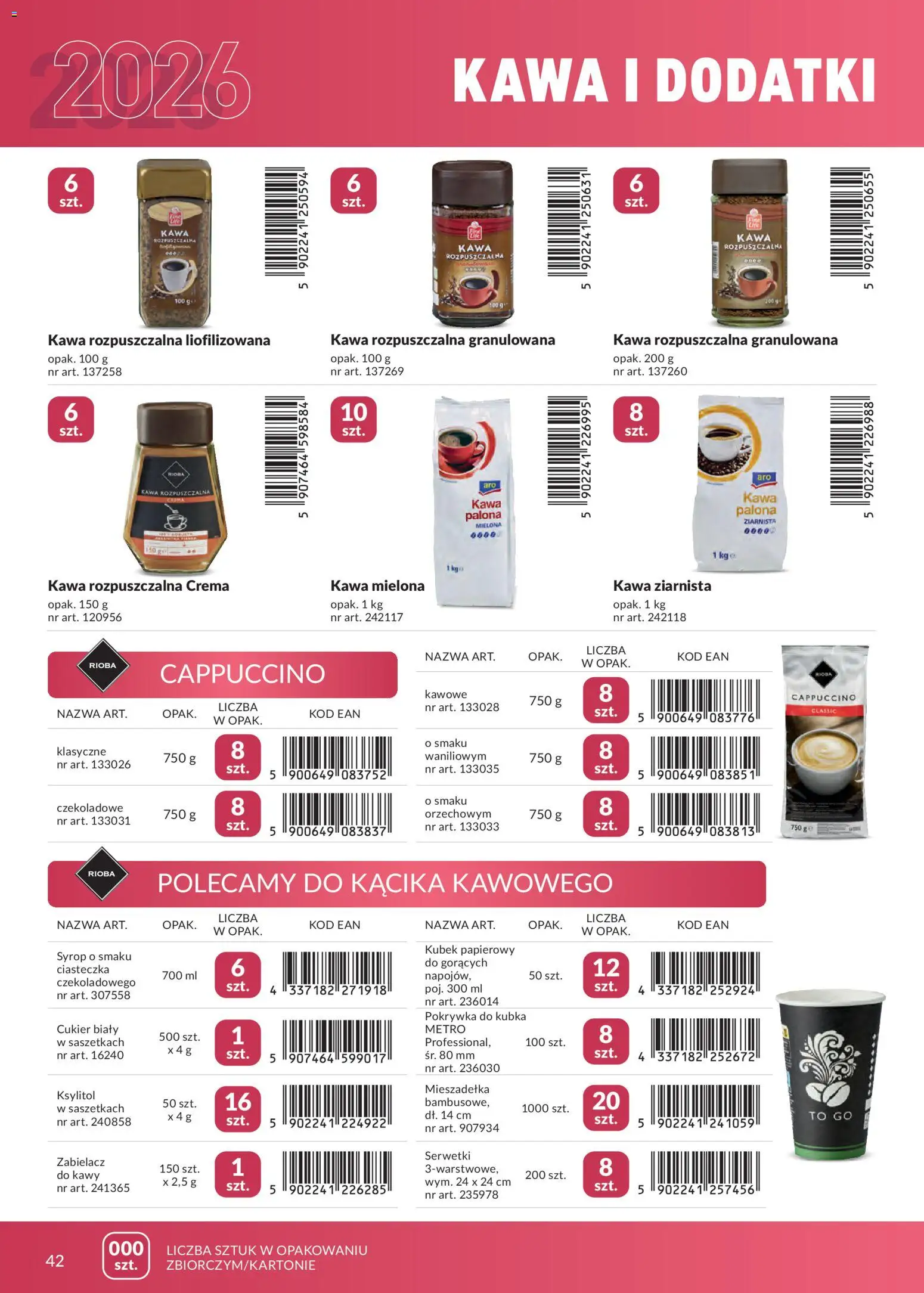 Makro gazetka - Marki własne dla Twojego sklepu od 23.04.2026 | Strona: 42 | Produkty: Cappuccino, Cukier biały, Kawa, Cukier