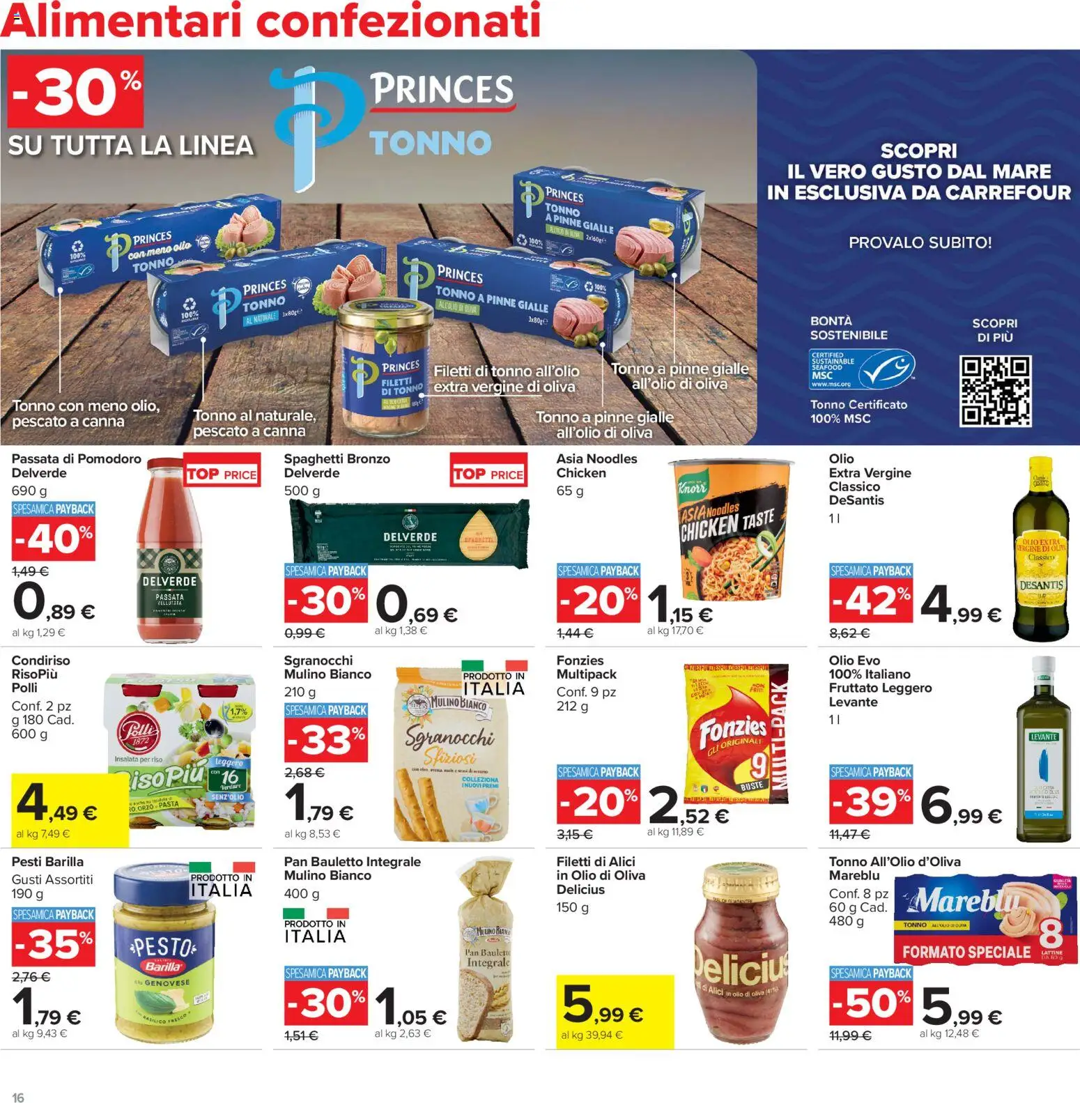 Volantino Carrefour del 13/07/2026 | Pagina: 16 | Prodotti: Pomodoro, Basilico, Tonno al naturale, Alici