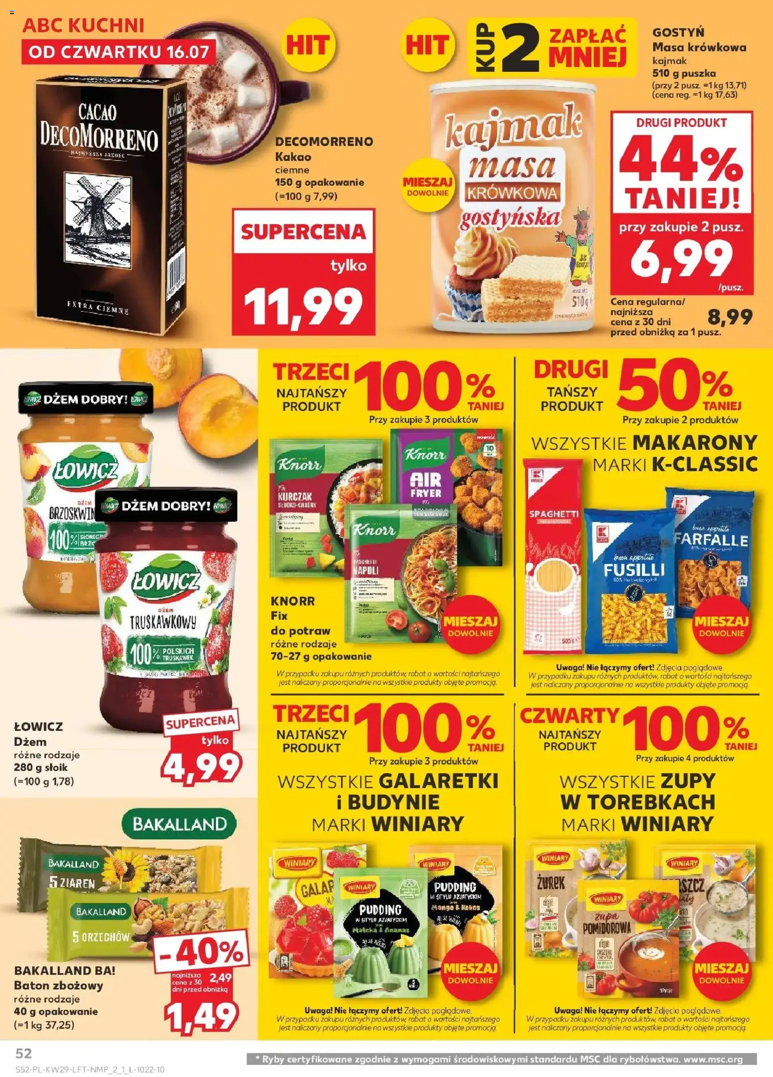 Kaufland gazetka od 16.07.2026 | Strona: 52 | Produkty: Dżem brzoskwiniowy, Kakao, Dżem, Ananas