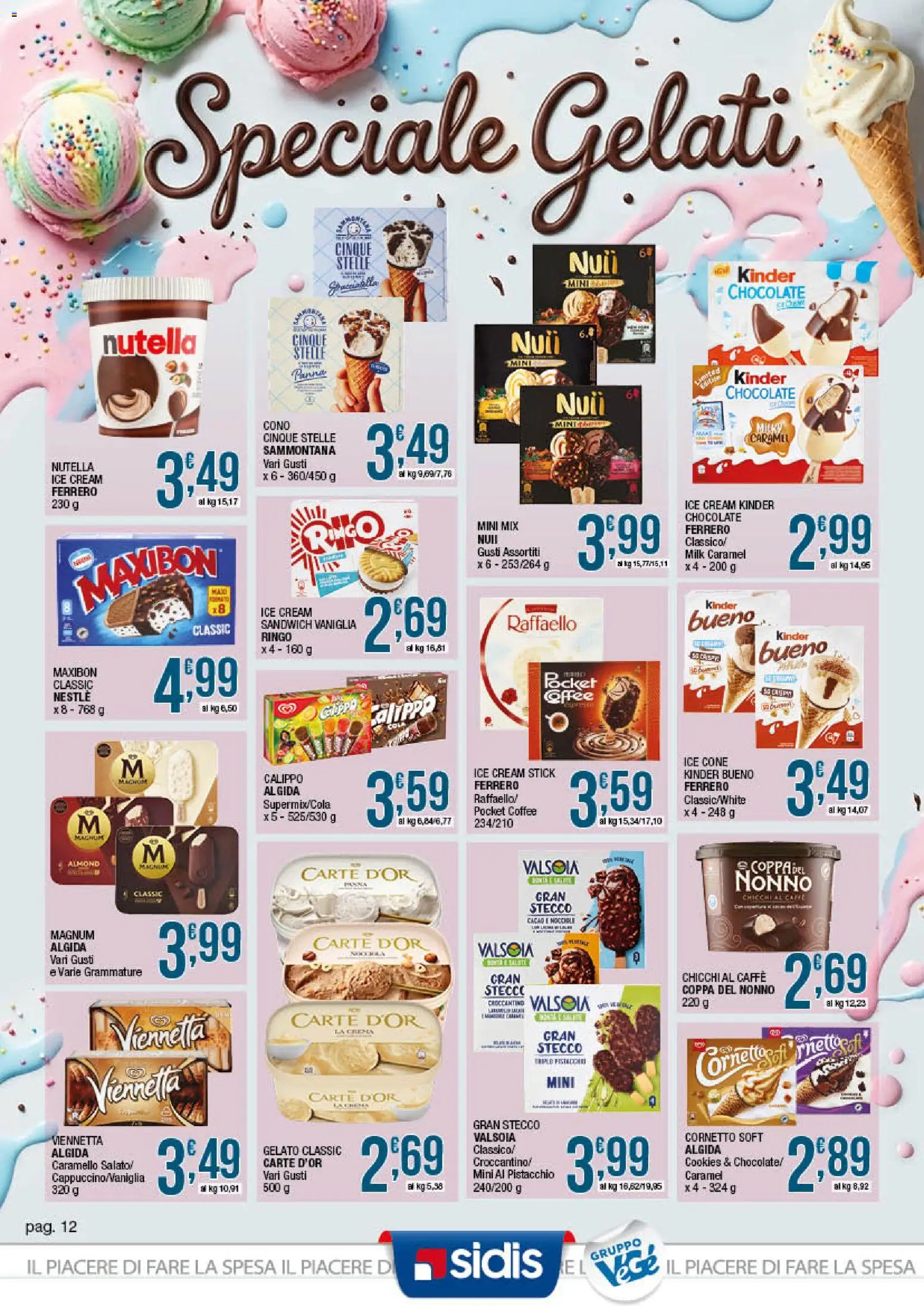 Volantino Sidis del 29/06/2026 | Pagina: 12 | Prodotti: Cornetto, Gelato, Nutella, Cacao