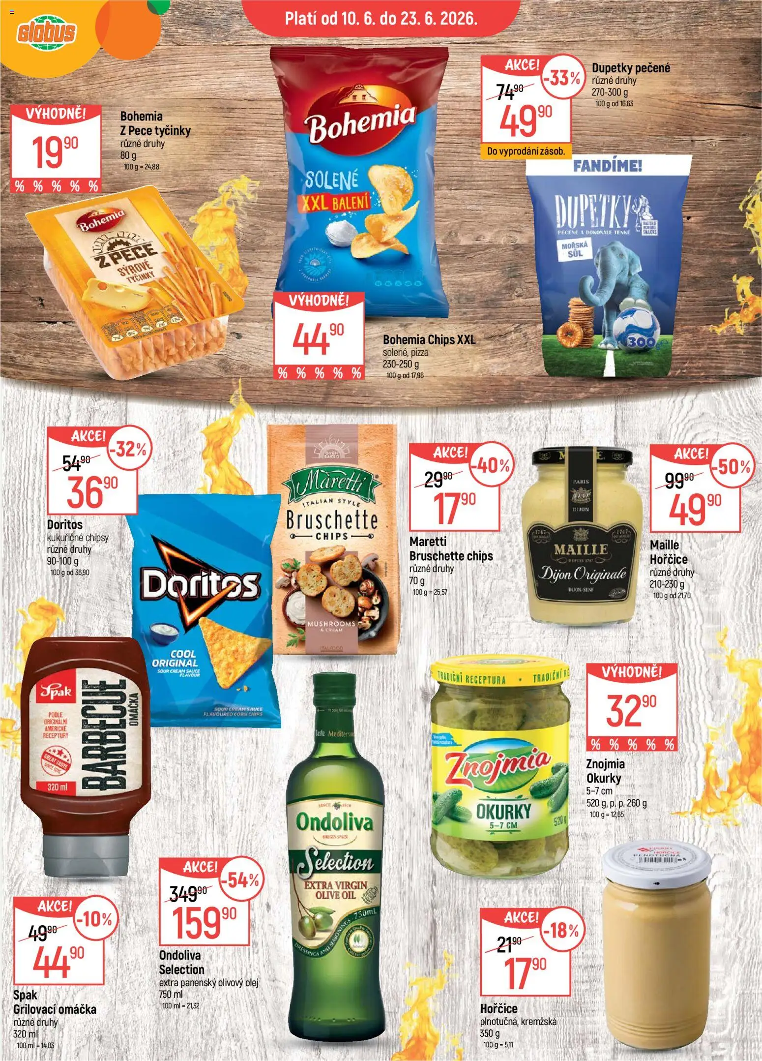 Globus leták - Chomutov od 10.06.2026 | Strana: 18 | Produkty: Extra panenský olivový olej, Okurky, Doritos, Sýrové tyčinky