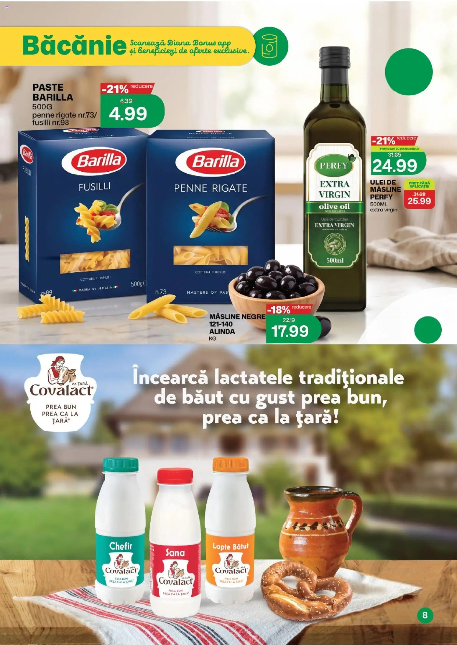 Noul catalog Diana – valabil de la 16.07.2026 | Pagină: 8 | Produse: Hijyenik ped, Lapte, Ulei, Paste