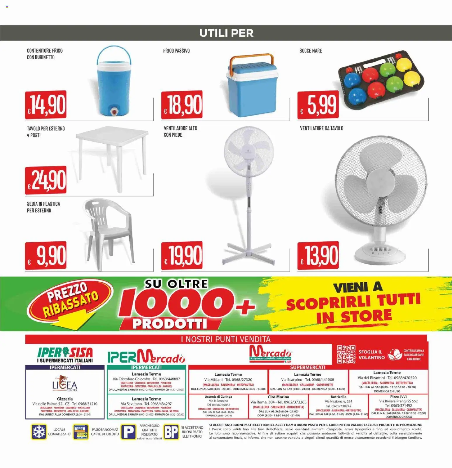 Volantino SISA del 09/07/2026 | Pagina: 20 | Prodotti: Ventilatore, Sushi, Tavolo, Sedia
