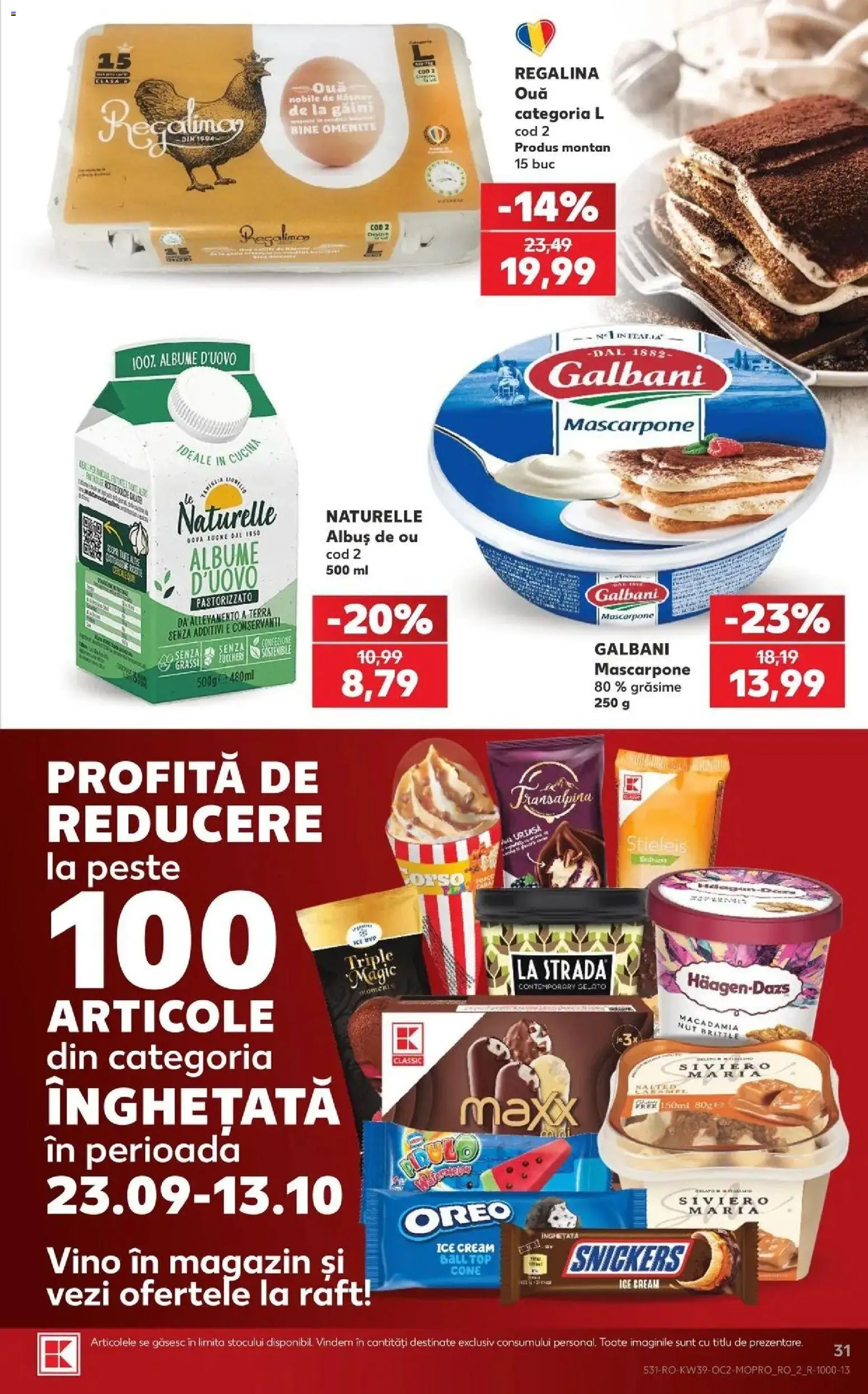 Kaufland Iași 23.09.2026 - Revista si Oferta | Pagină: 31 | Produse: Raft, Pește, Mascarpone, Înghețată