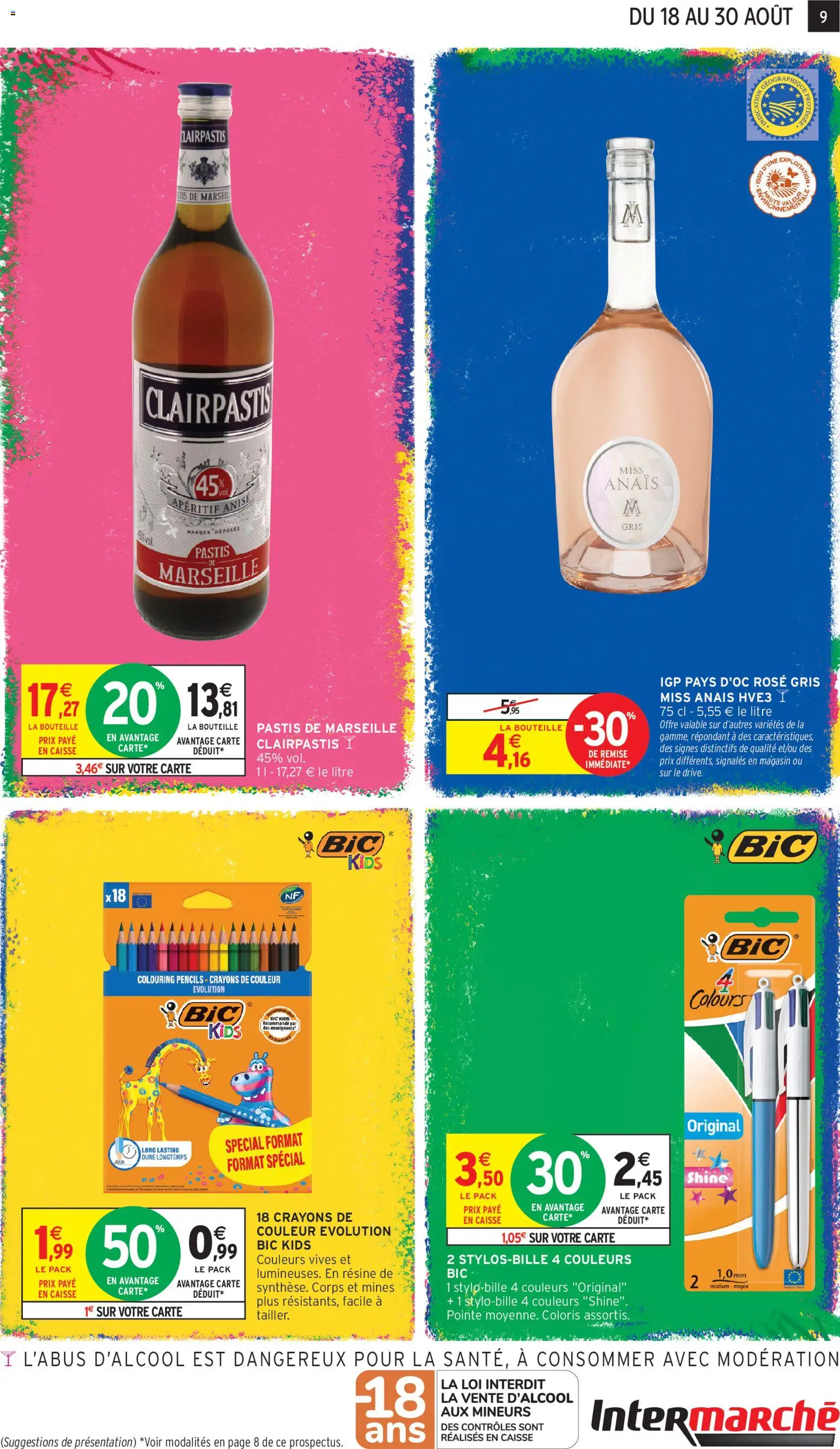 {H1} | Page: 9 | Produits: Apéritif, Pastis, Crayons de couleur, Bouteille