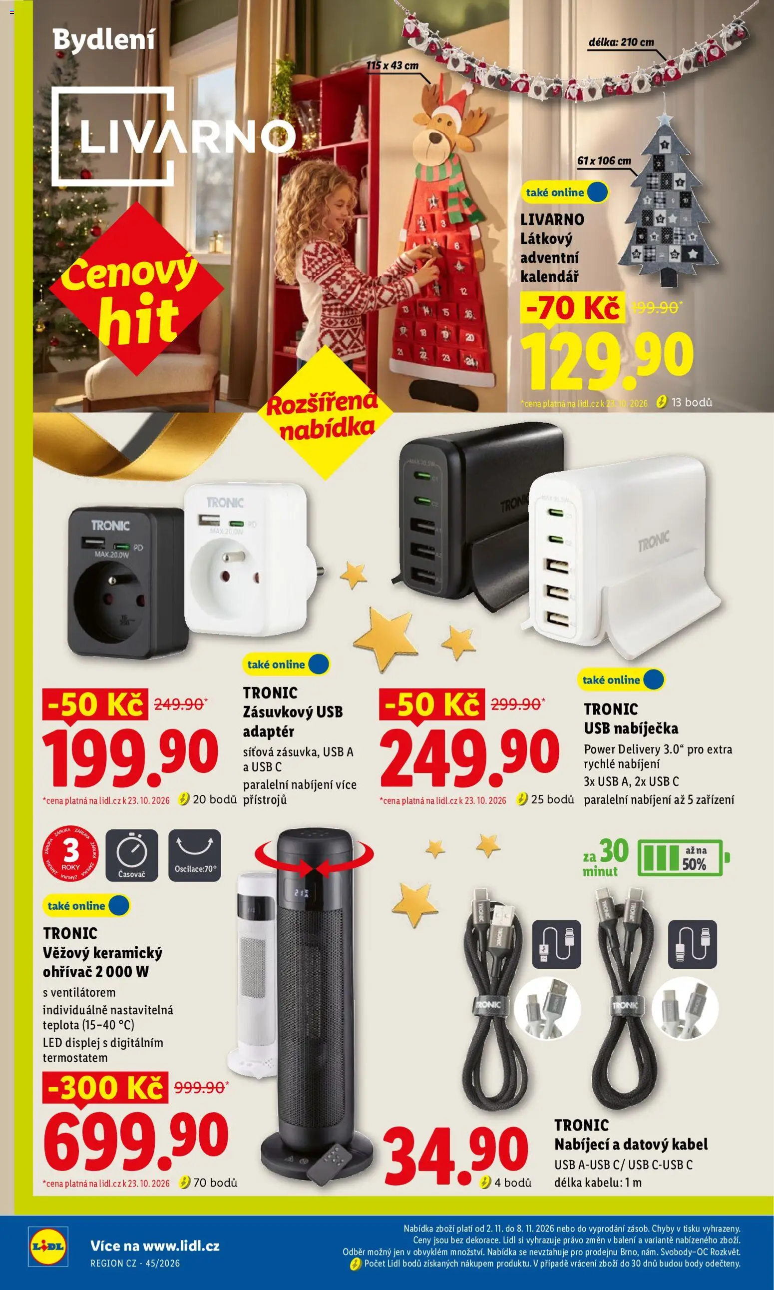 Lidl leták - Spotřební zboží od 02.11.2026 | Strana: 10 | Produkty: Kabel, USB, Kalendář, LED