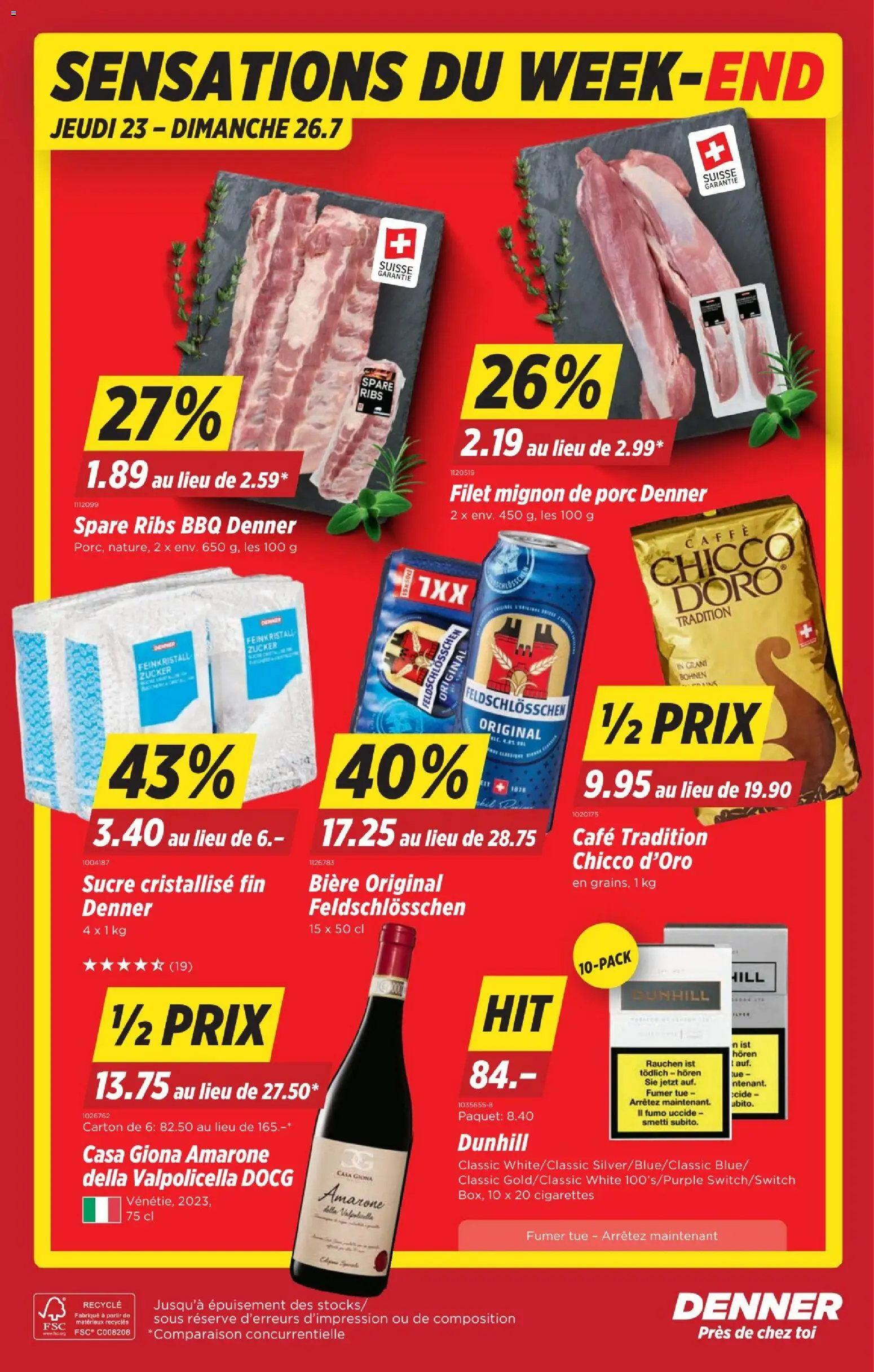 Denner aktionen FR – gültig ab 23.07.2026 | Seite: 22 | Produkte: Spare Ribs, Zucker