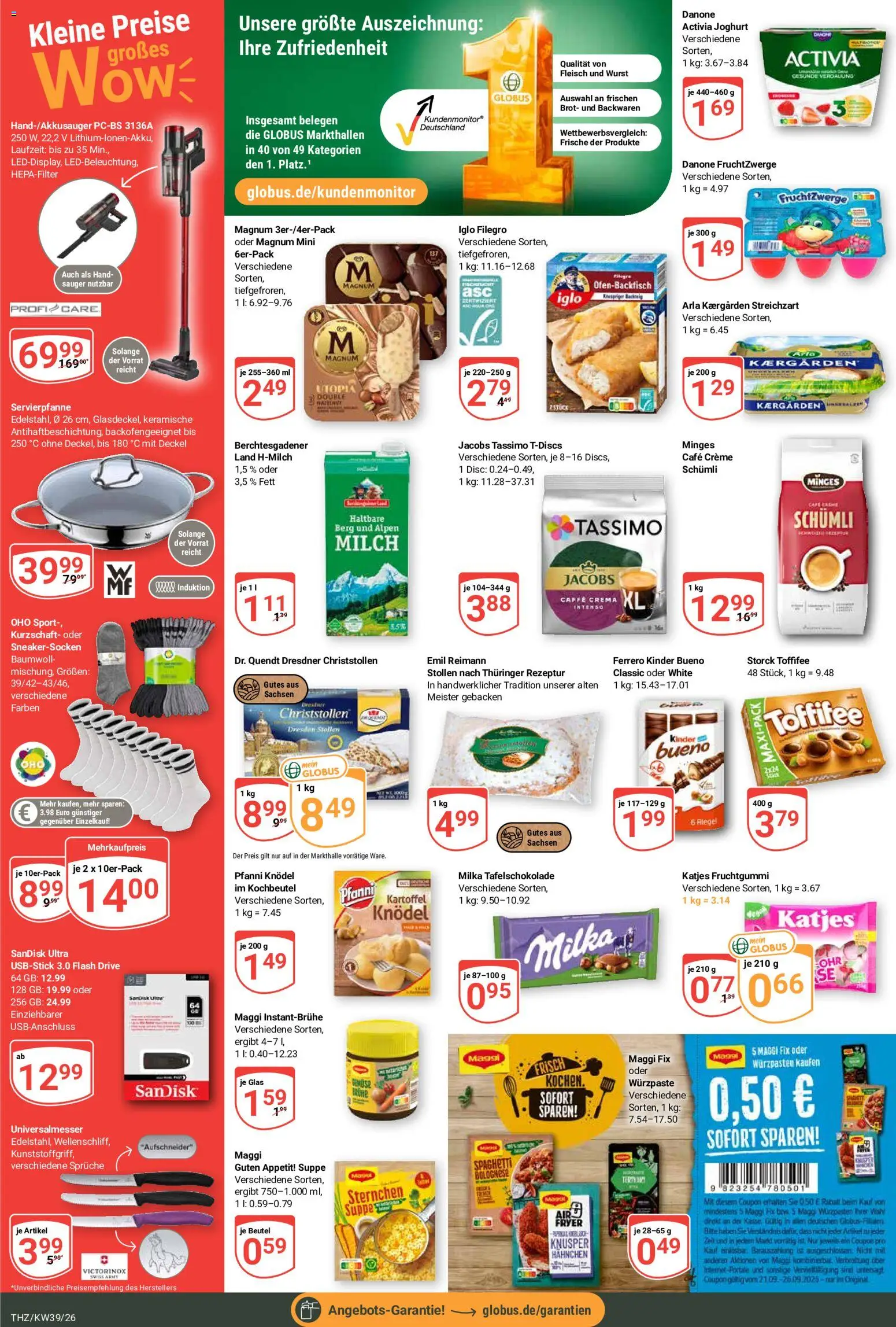 Globus Prospekt Theißen – gültig ab 21.09.2026 | Seite: 4 | Produkte: Maggi, Spaghetti, Katjes, Brot