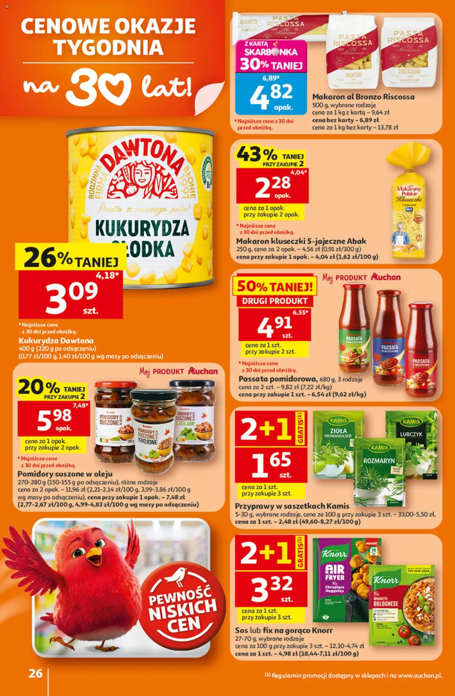 Auchan gazetka - 30 Lat Hipermarket od 23.07.2026 | Strona: 26 | Produkty: Zioła prowansalskie, Lubczyk, Makarony, Makaron