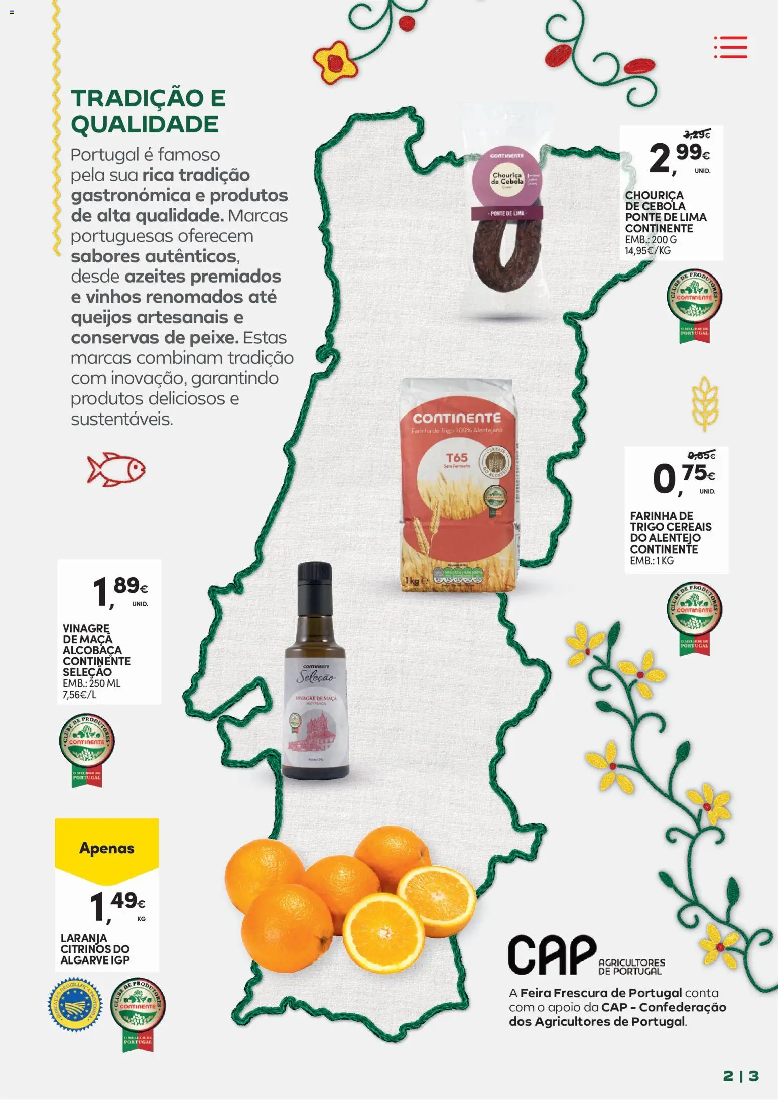 Continente - Frescura de Portugal Direto da origem │ válido de 05.05.2026 | Página: 3 | Produtos: Vinagre, Farinha de trigo, Maça, Cereais