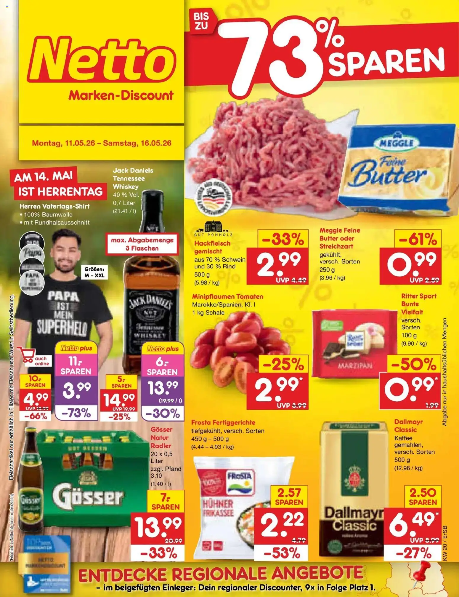 Netto Marken-Discount Prospekt Nordhausen	 – gültig ab 10.05.2026 | Seite: 1 | Produkte: Ritter sport, Dallmayr, Fertiggerichte, Whiskey