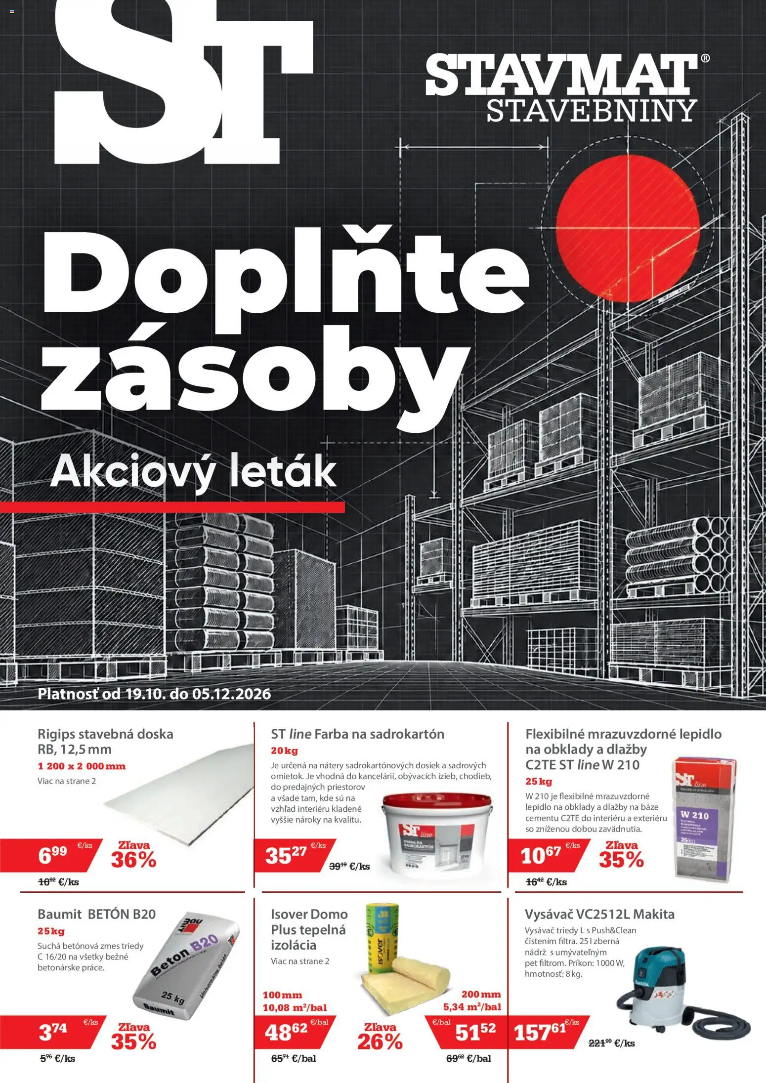 Nové STAVMAT STAVEBNINY akcie – leták je platný od 19.10.2026 | Strana: 1