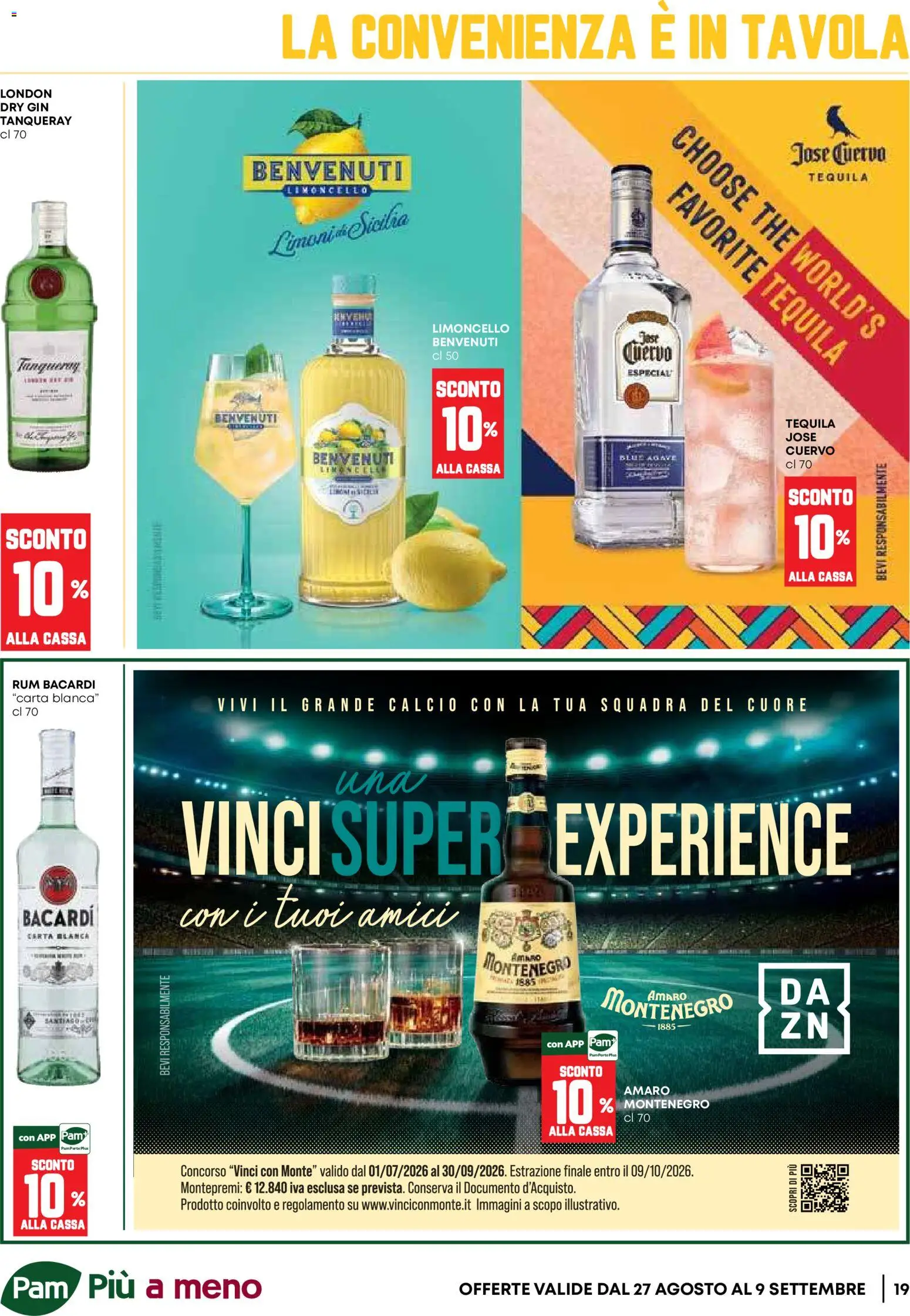 Volantino PAM del 27/08/2026 | Pagina: 19 | Prodotti: Gin, Bacardi, The, Amaro