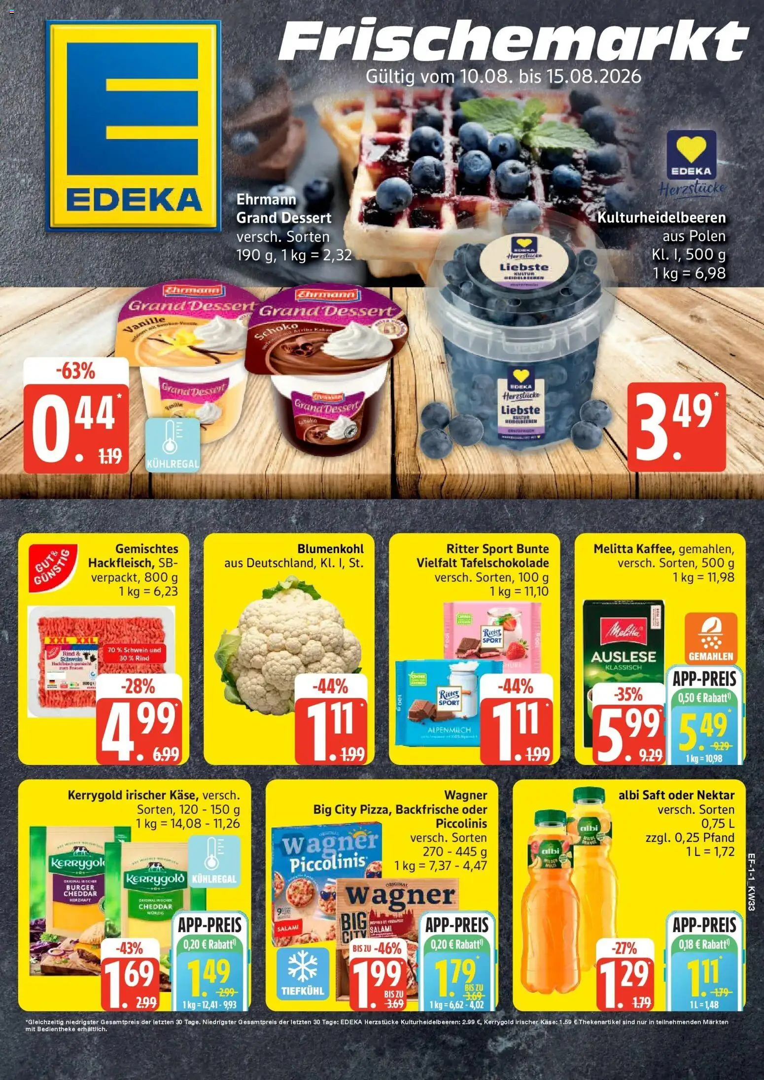 Edeka Prospekt Ascheberg (ab 10.08.2026) » Angebote Online | Seite: 1 | Produkte: Burger, Blumenkohl, Salami, Saft