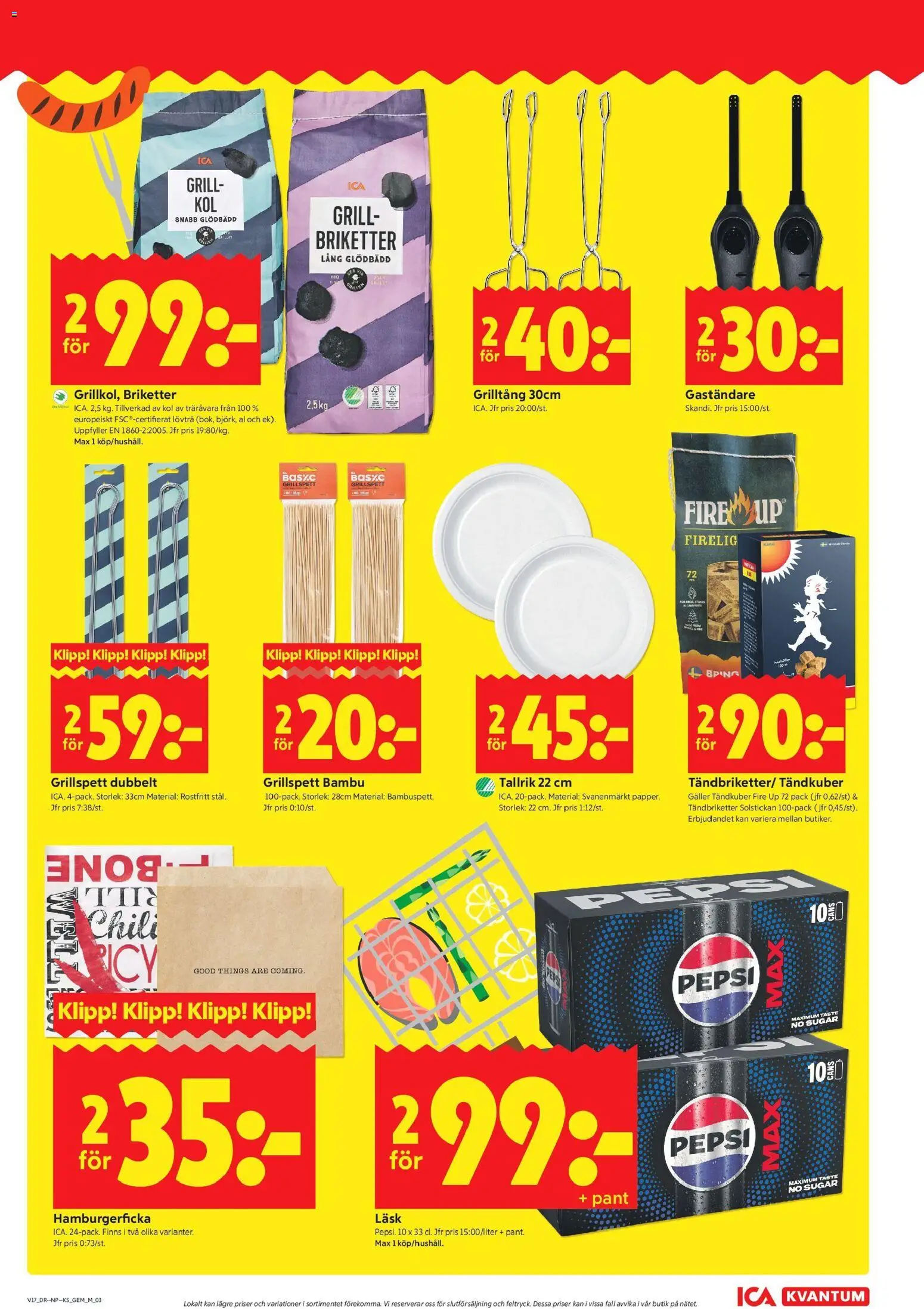 ICA Kvantum reklamblad aktuell från 20.04.2026 | Sida: 3 | Produkter: Grill, Grillspett, Pepsi, Chili