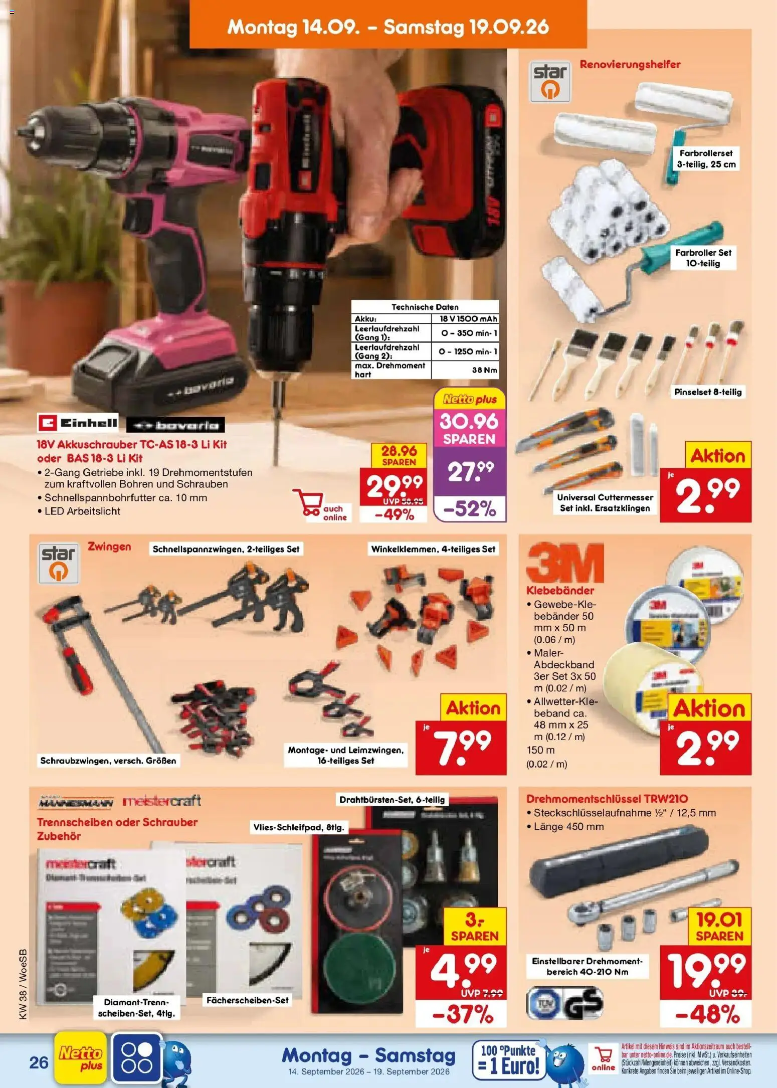 Netto Marken-Discount Prospekt Gemmingen – gültig ab 14.09.2026 | Seite: 38 | Produkte: Akkuschrauber