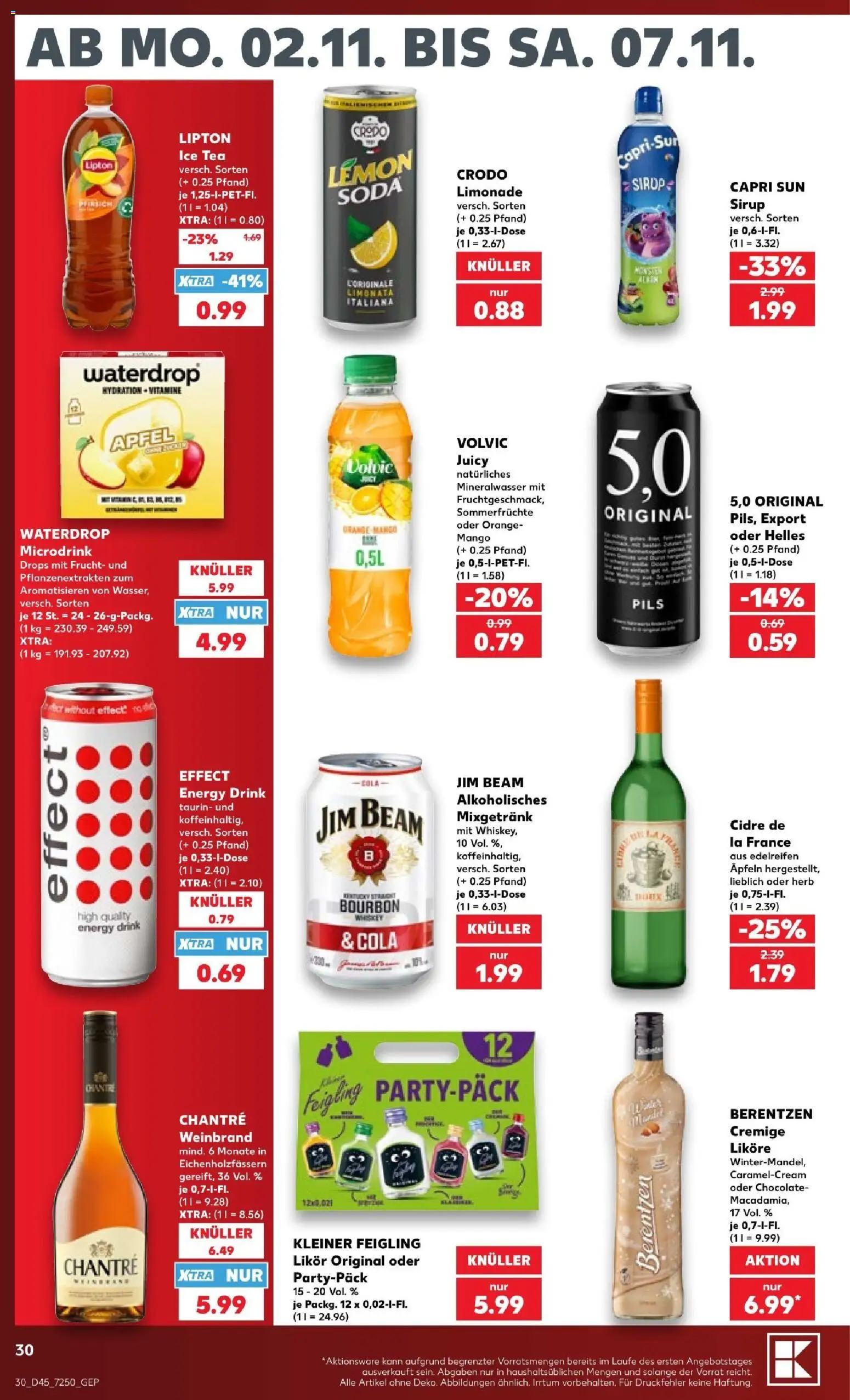 Kaufland Prospekt Hamburg – gültig ab 31.10.2026 | Seite: 30 | Produkte: Jim beam, Mineralwasser, Chantré, Volvic
