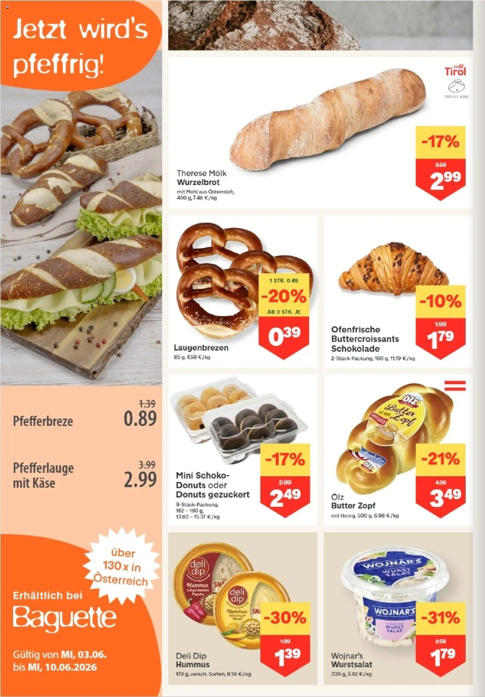 MPREIS Absam gültig ab 03.06.2026 | Seite: 4 | Produkte: Salat, Wurst, Butter, Schokolade