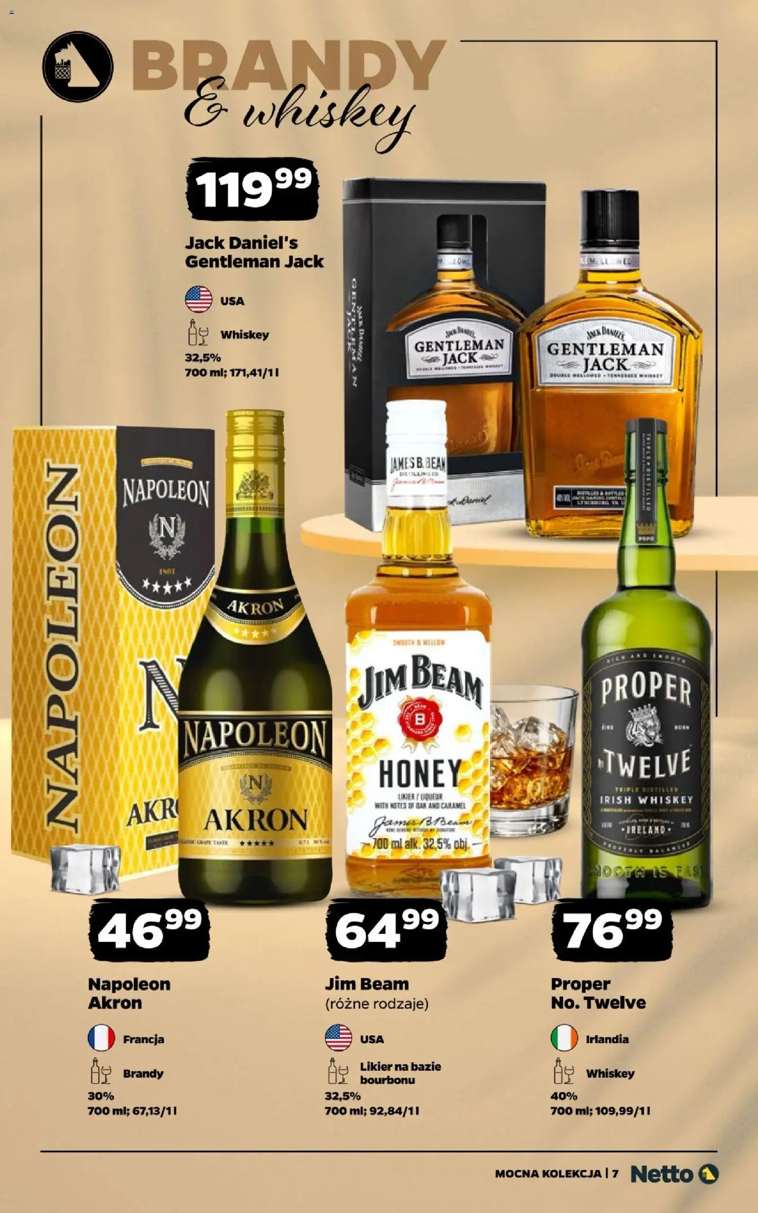 Netto gazetka - Mocne alkohole od 17.08.2026 | Strona: 7 | Produkty: Jim Beam, Irish whiskey, Brandy, Jack Daniel's
