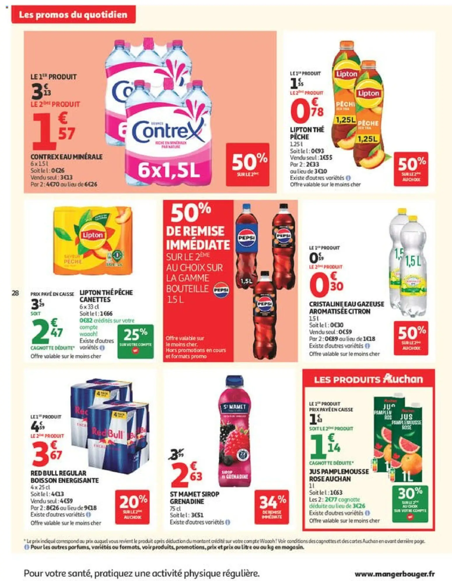 {H1} | Page: 28 | Produits: Citron, Pamplemousse, Red bull, Jus