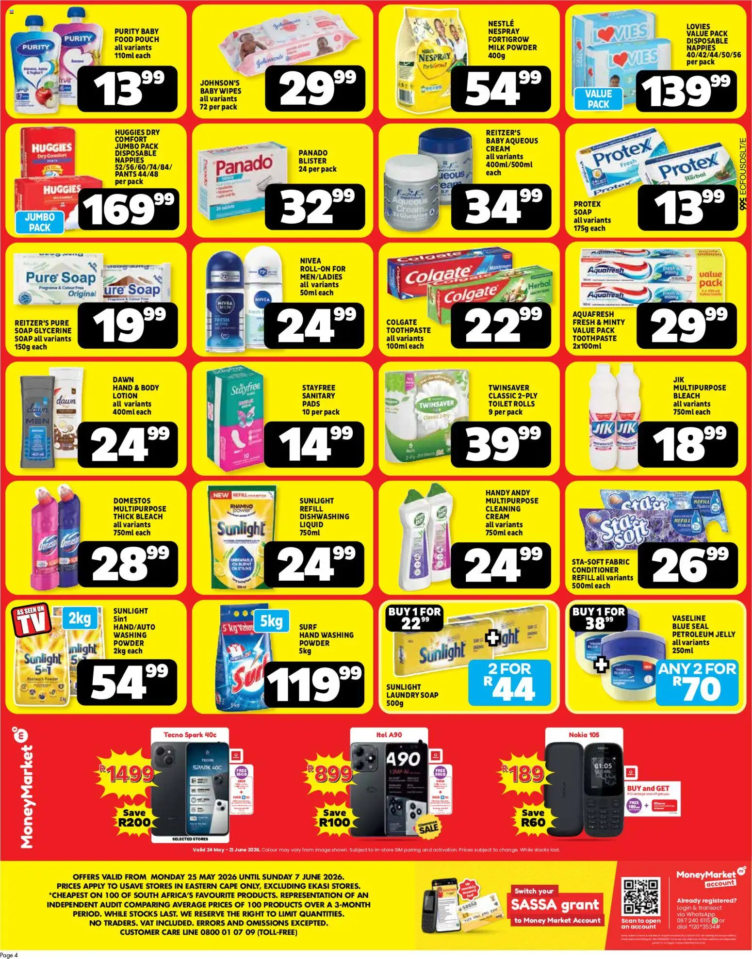 New Usave catalogue – valid from 25.05.2026 | Page: 4 | Products: Fragrance, Soap, Petroleum jelly, Nappies